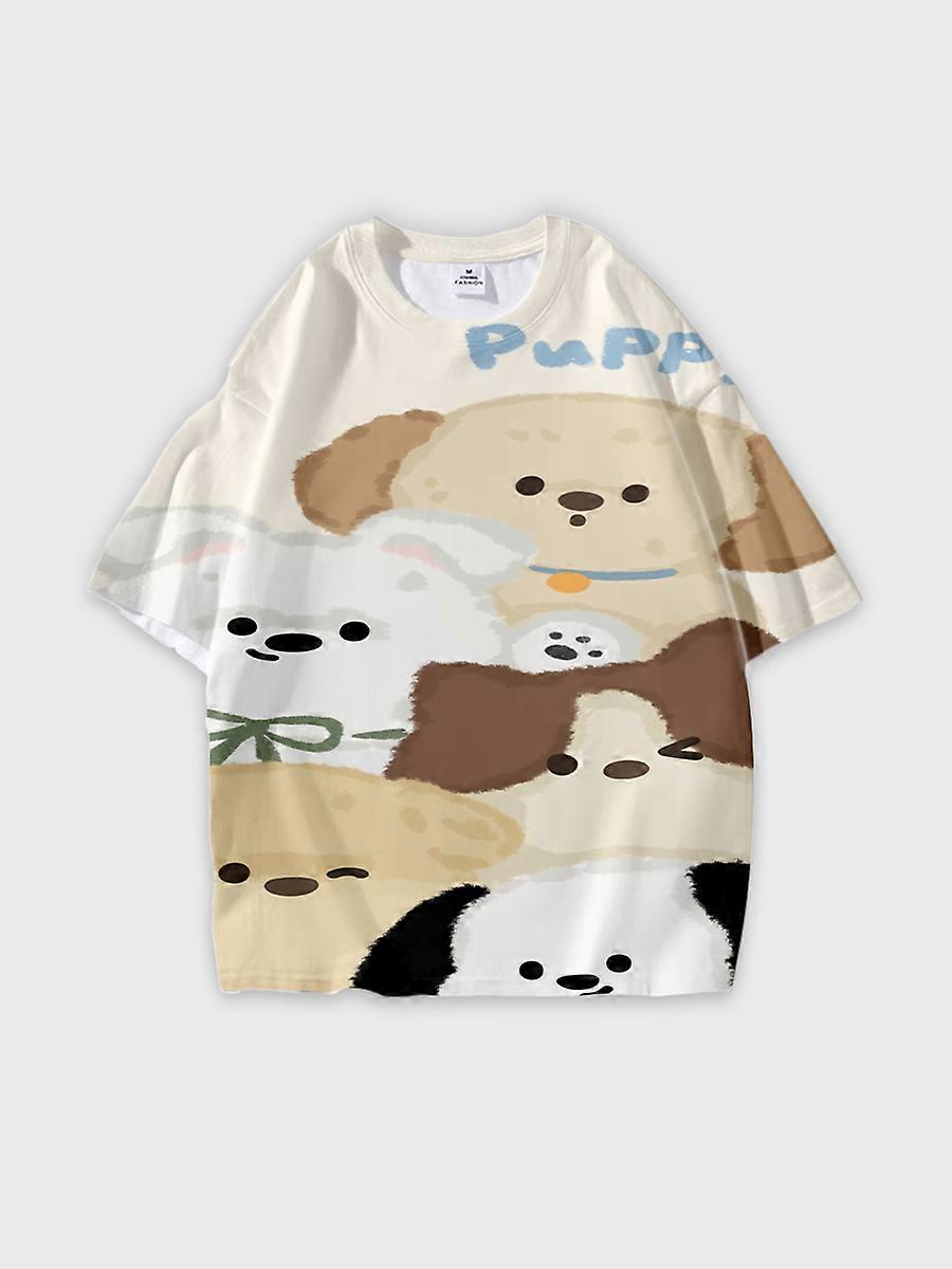 T-shirt round neck Pattern loose short sleeve O30