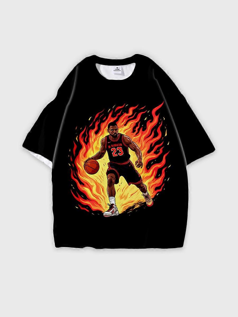 T-shirt round neck book Characters Pattern loose short sleeve P2905