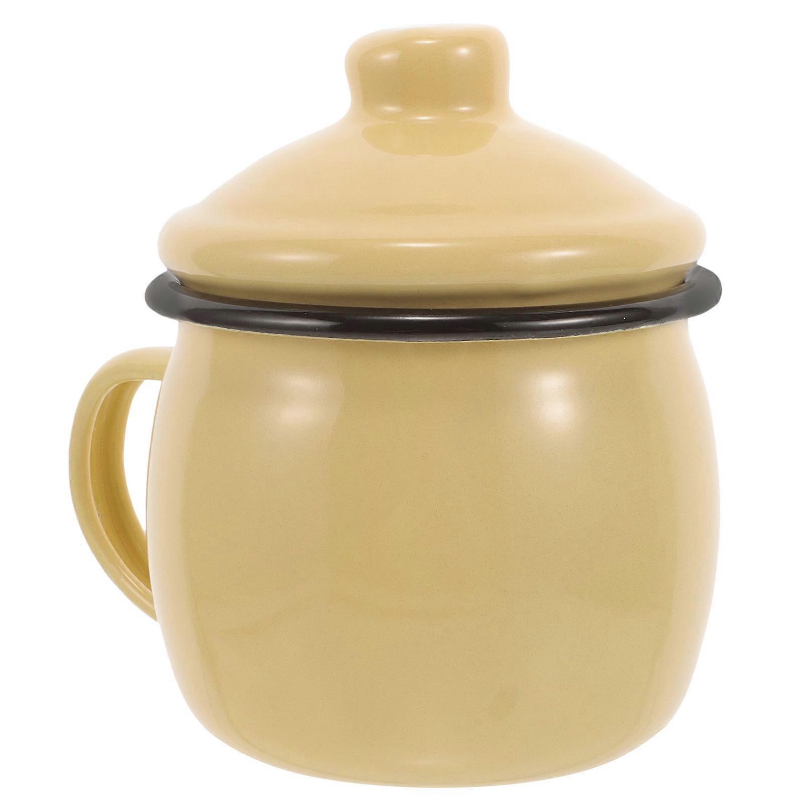 Decorative Enamel Mug Set 2pcs Cup with Lid