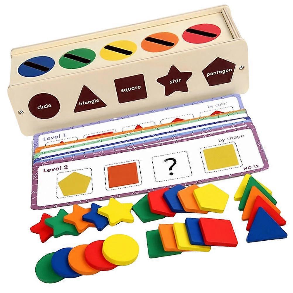 Wooden Shape Sorter Educational Toy for Color Recognition & Hand Eye Coordination Matching Game Fun for Preschoolers