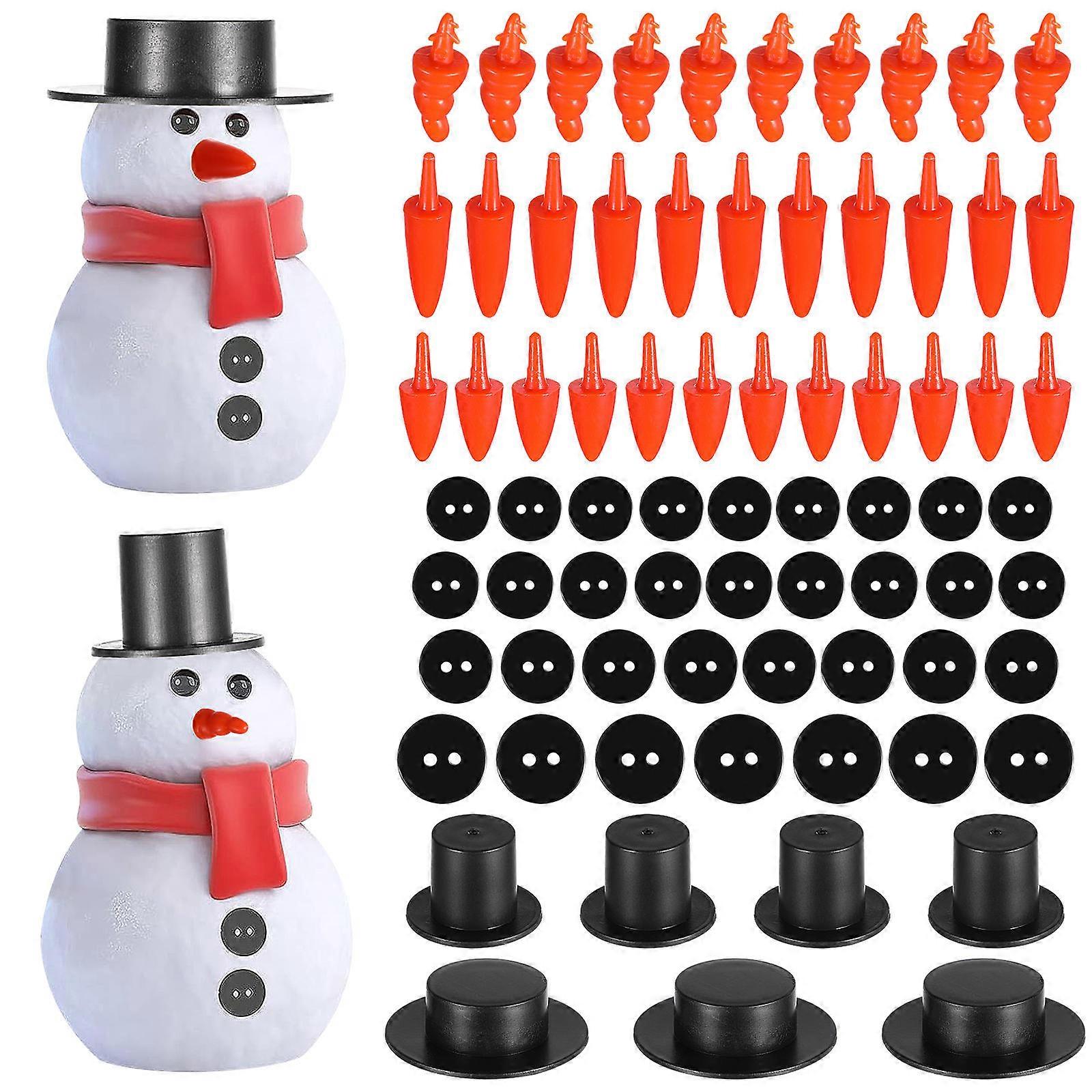320Pcs DIY Snowman Material Kit For Ornaments With Assorted Color Mini Black Hats Suitable For Christmas Party