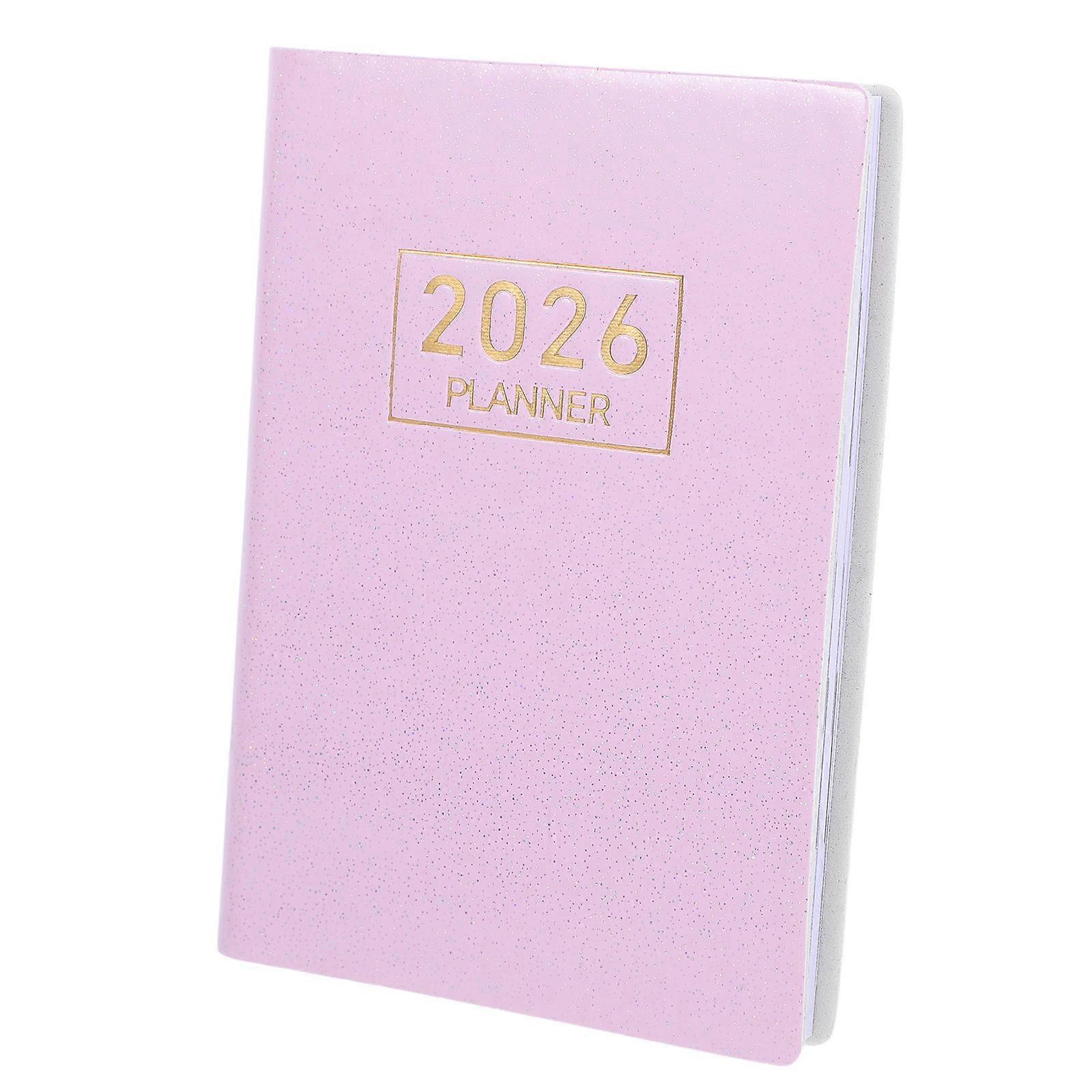 Compact Pink Calendar Planner with Smooth PU Cover for Writing Ideal for Scheduling 2026 Size