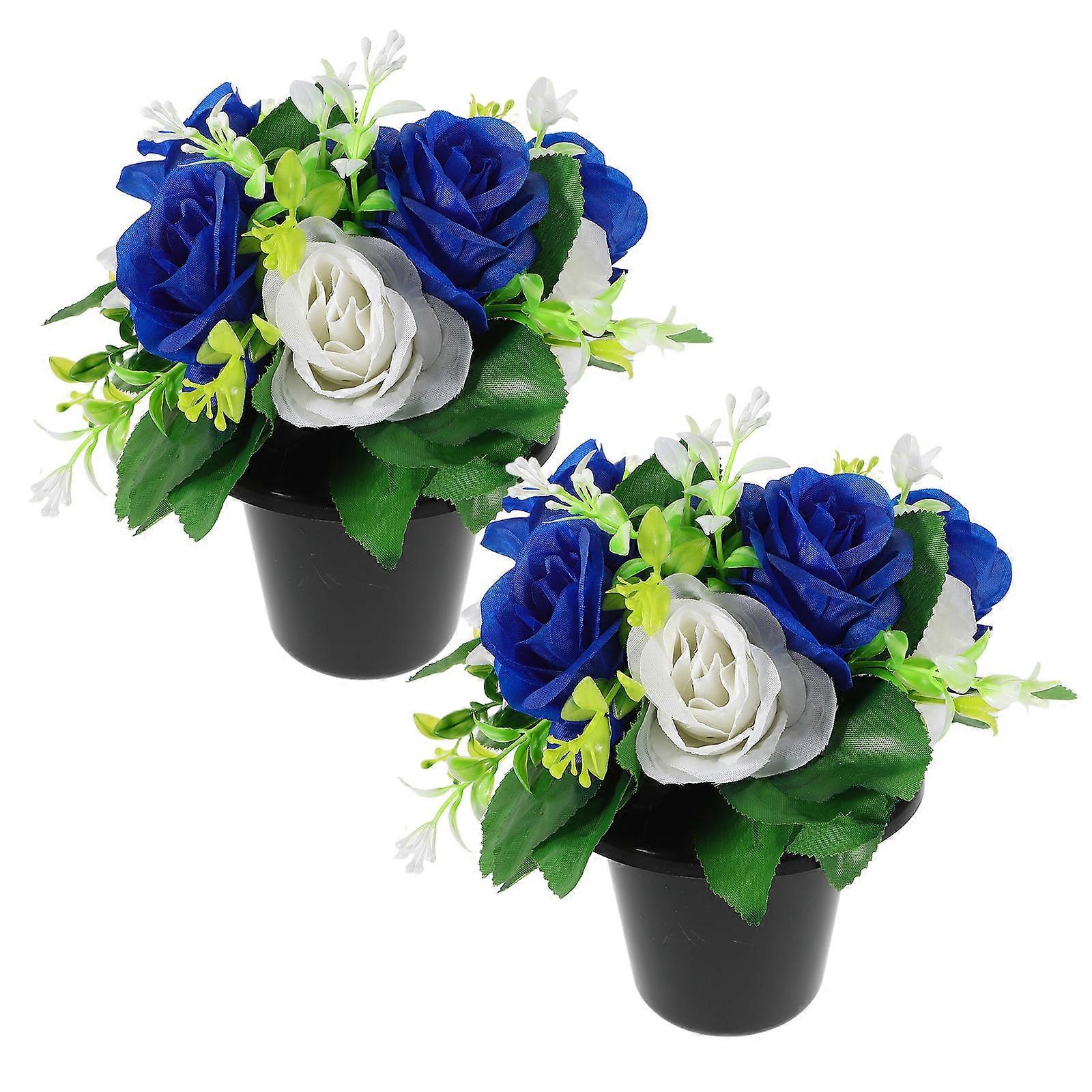 Artificial Cemetery Flowers with Vase, Lightweight Cloth Bouquet for Graveyard Decoration, Memorial Tribute, Realistic Design for Festivals