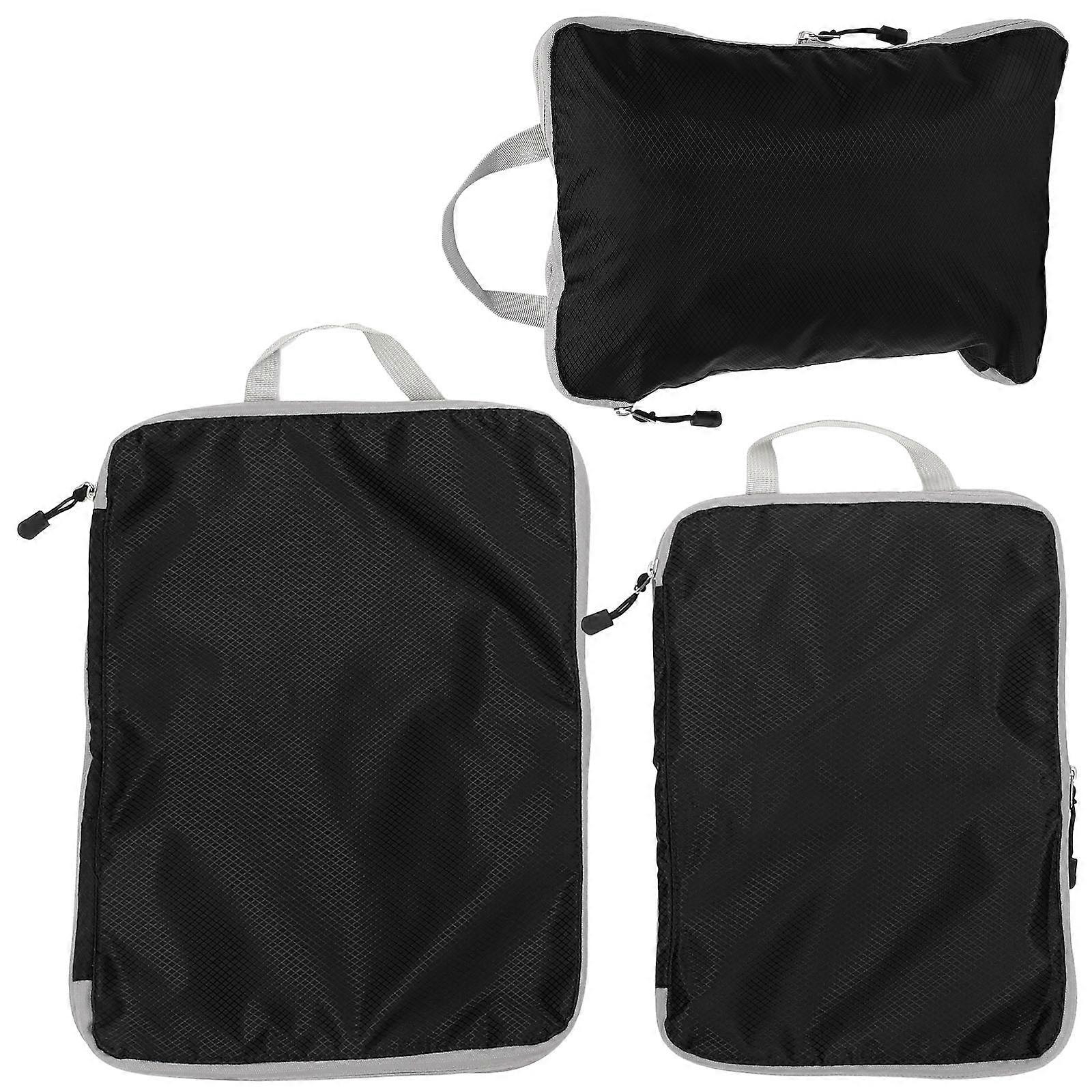 Durable Nylon Travel Organizer Bags for Home Use Black Stylish 3pcs Set for Luggage Storage