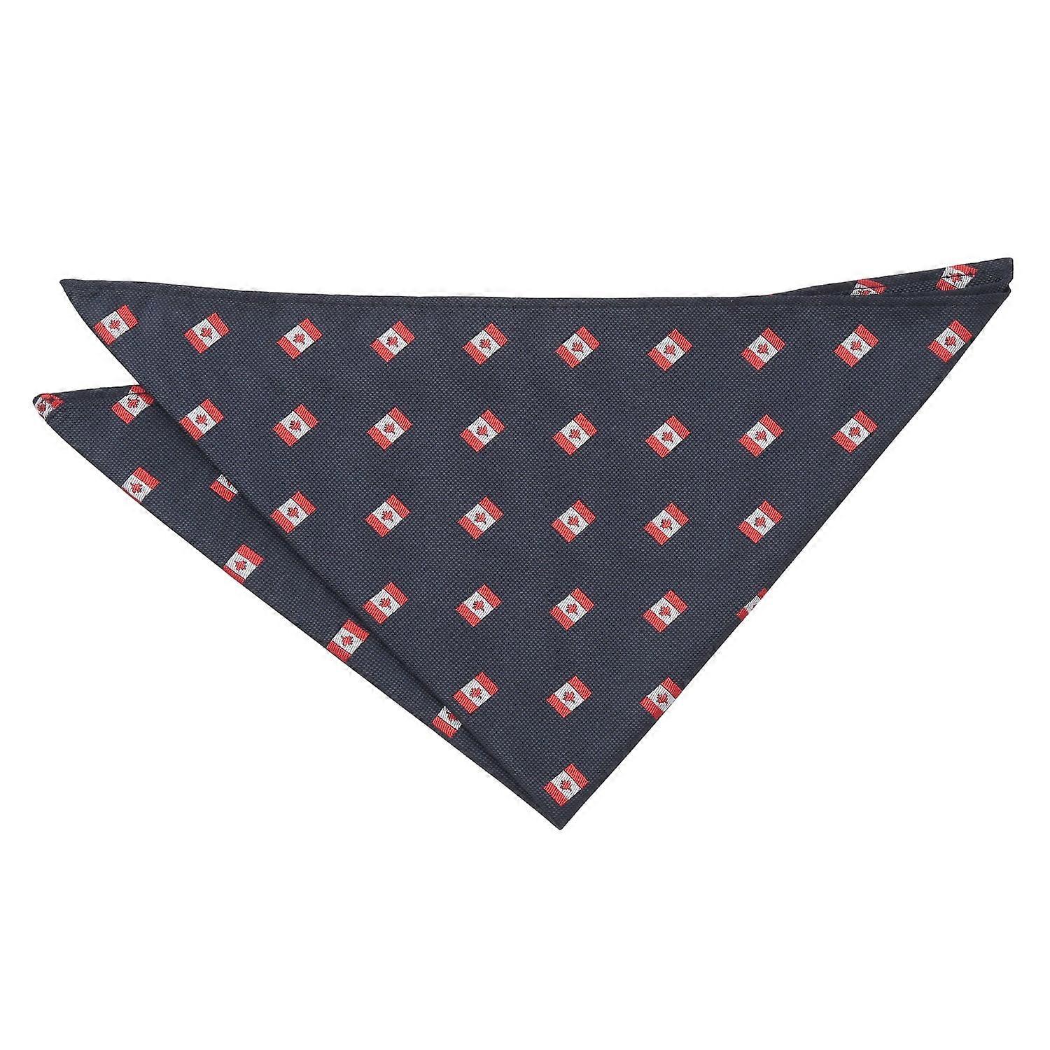 Navy Blue Canadian Flag Embroidered Pocket Square