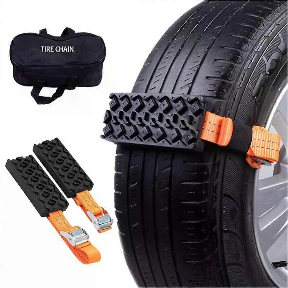 1/2Pcs Durable PU Anti-slip Car Tire Traction Blocks with Bag Emergency Snow Mud Sand Tire Chain Straps for Snow Mud Ice