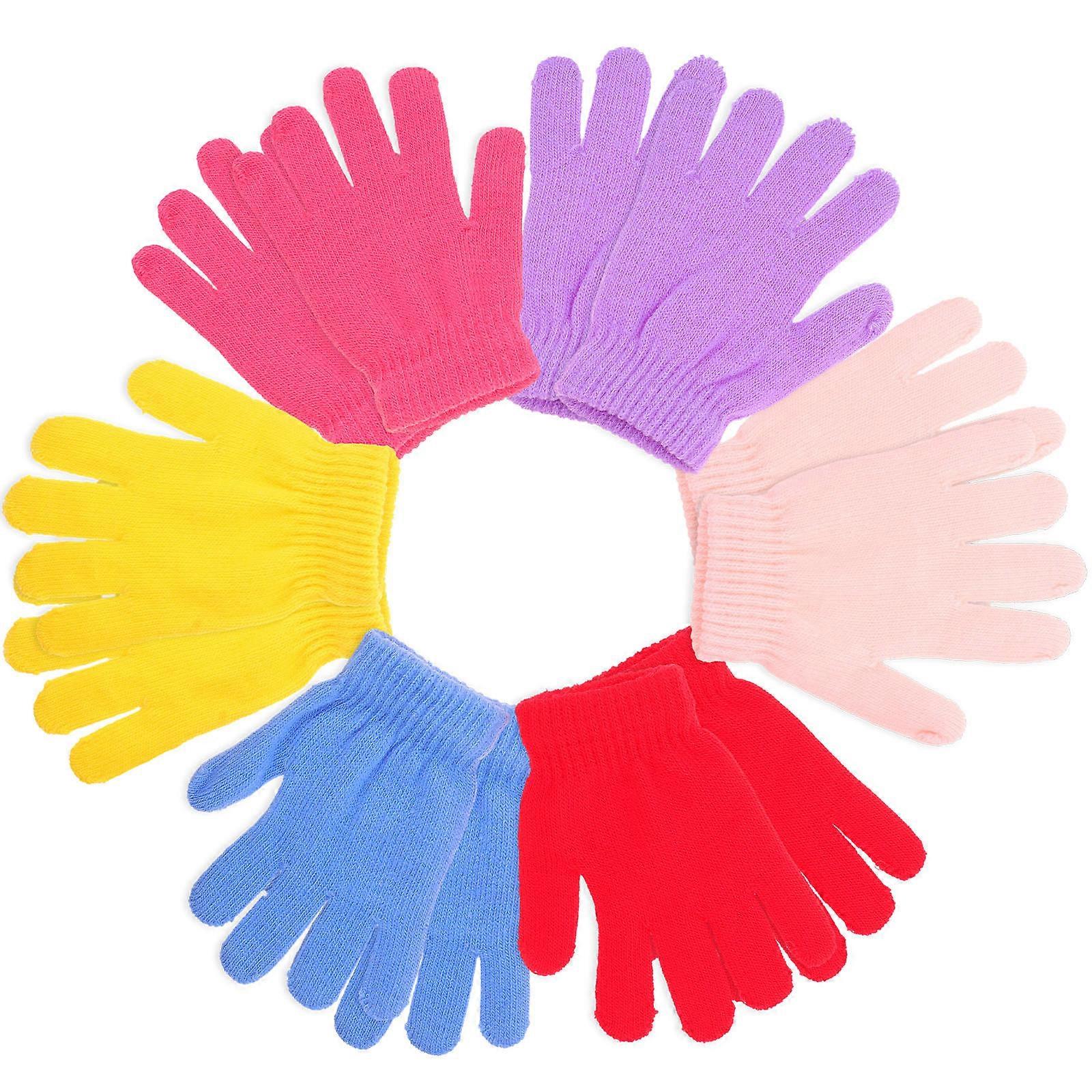 6 Pairs Of Thermal Insulation Finger Gloves For Winter Hiking Children Aged 2-7 In Assorted Color Great For Outdoor Activities