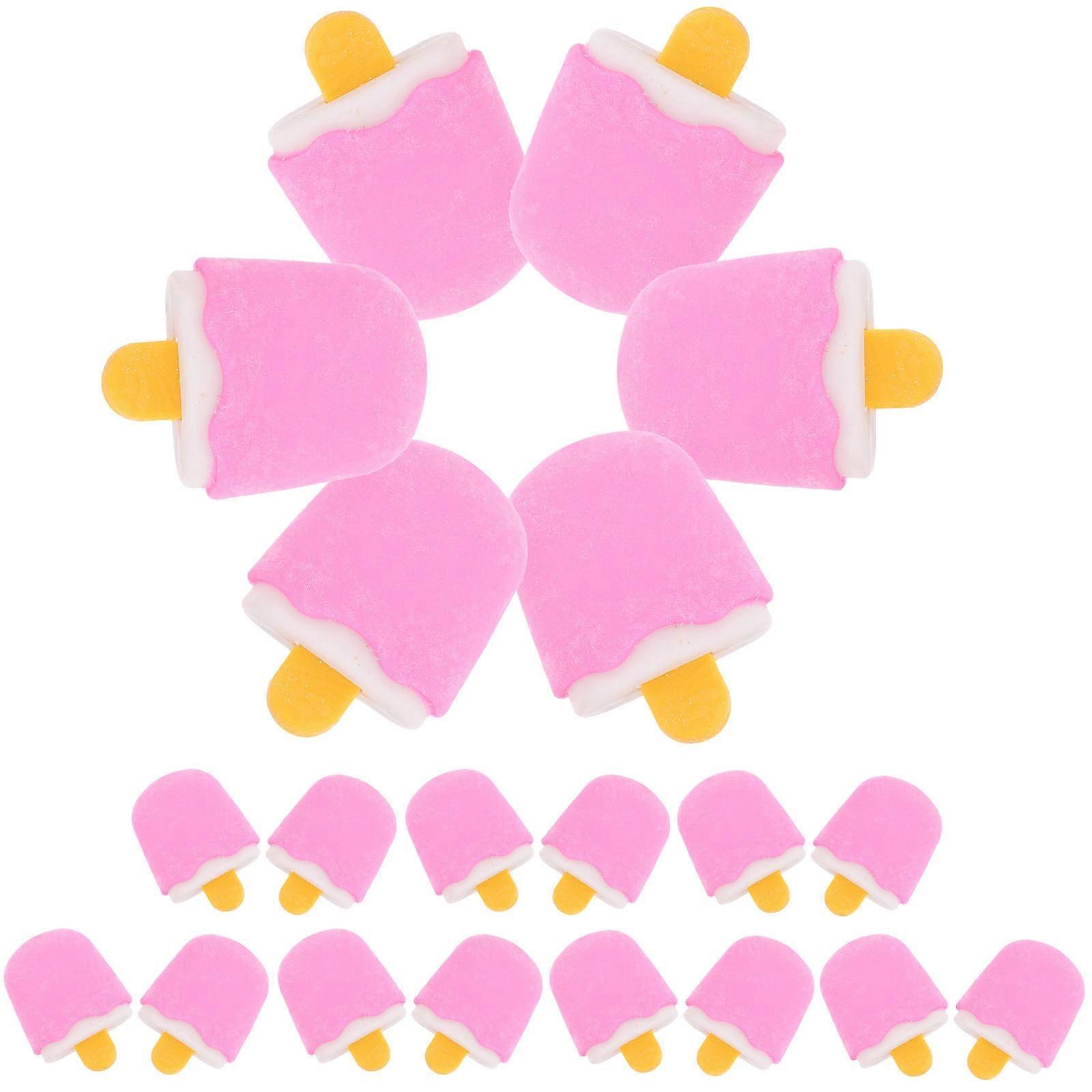 20Pcs Cartoon Ice Cream Erasers For Teens Assorted Color Portable Accessory Erase Pencil Marks