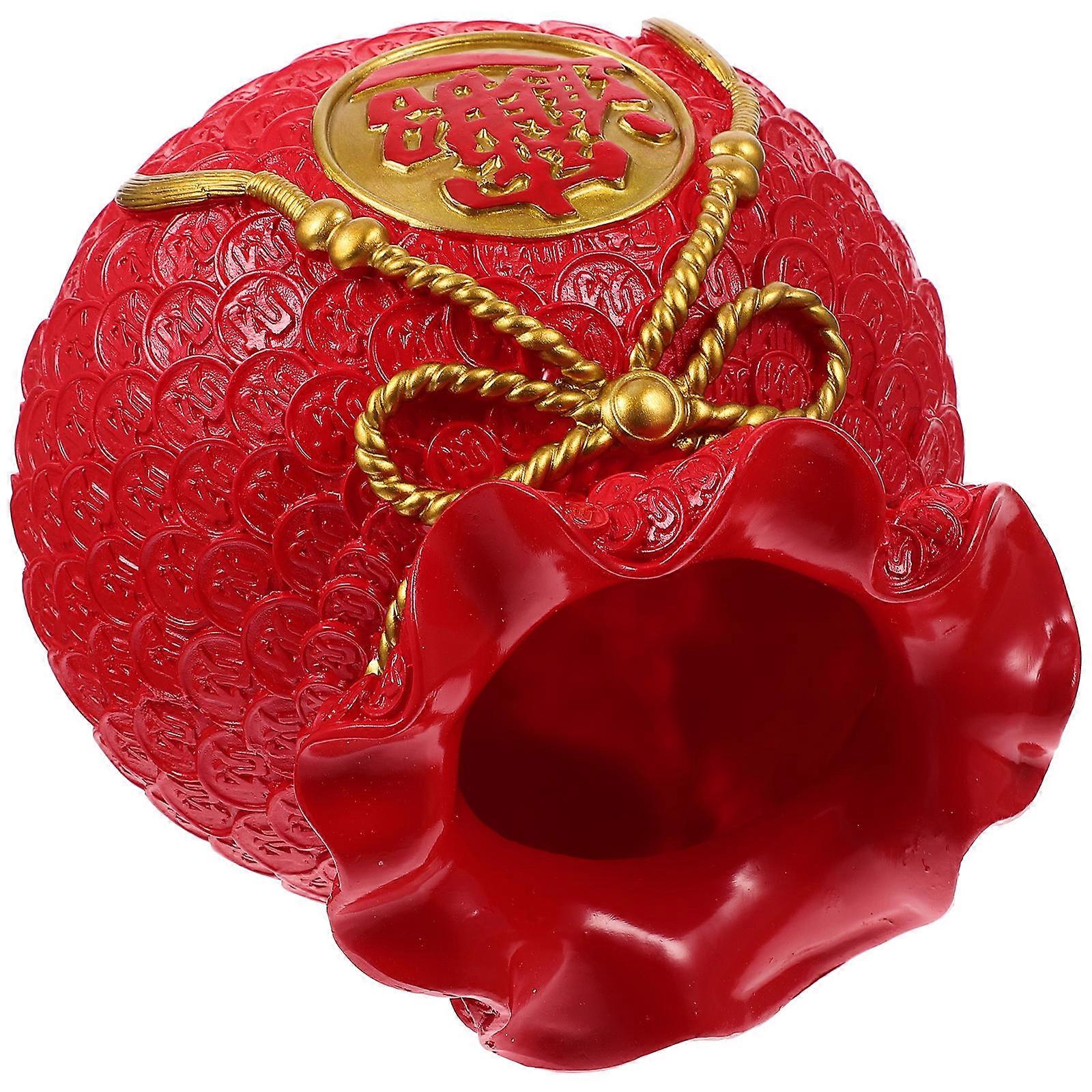 Dried Flower Storage Money Bag Decorative Vase Unique Red Resin Craft For House Owners 14X14X15CM 1Pcs