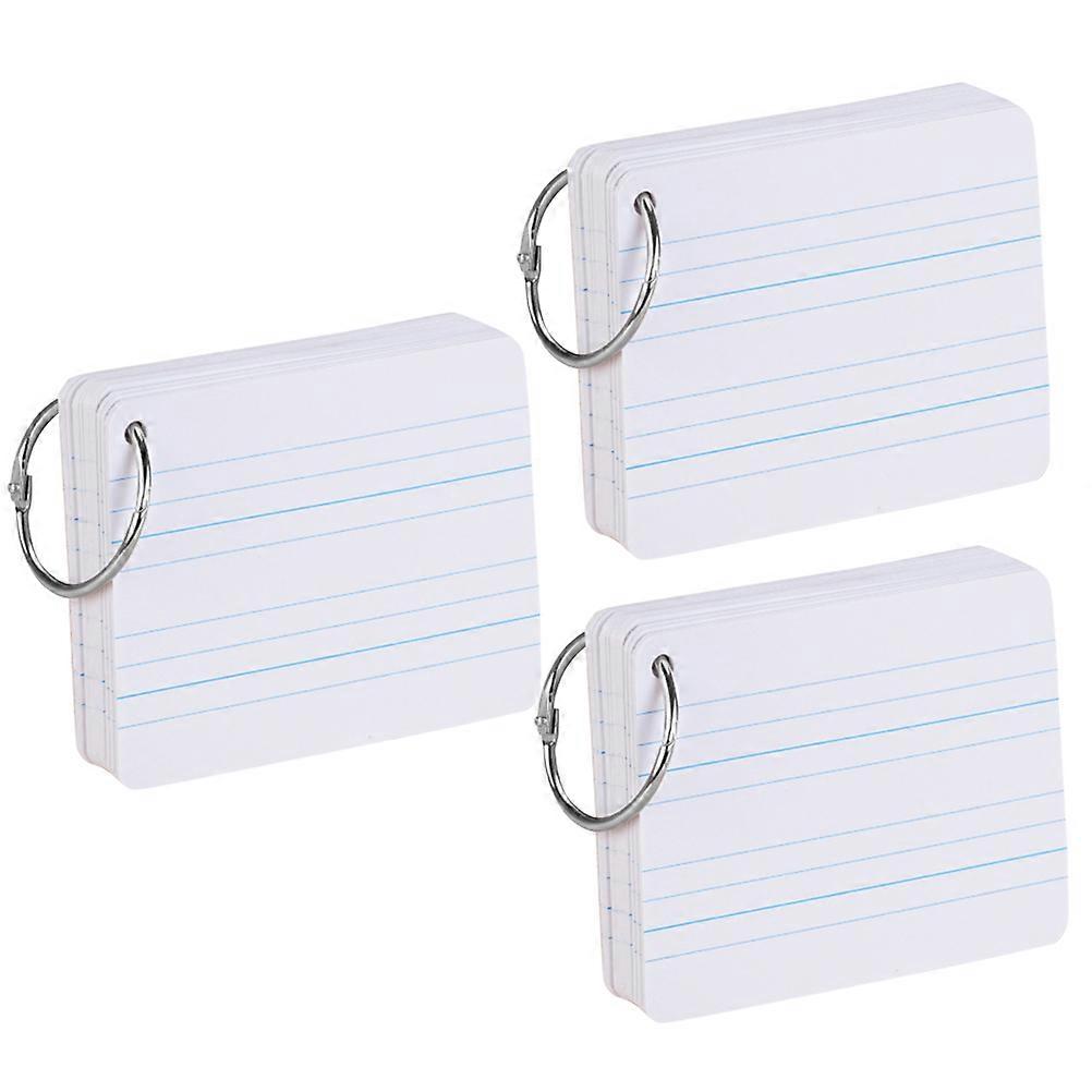 3pcs Thickened Double Sided English Word Blank Pinyin Cards with Iron Ring, Paper Writing Study Tool for School Students Learning and Note Taking