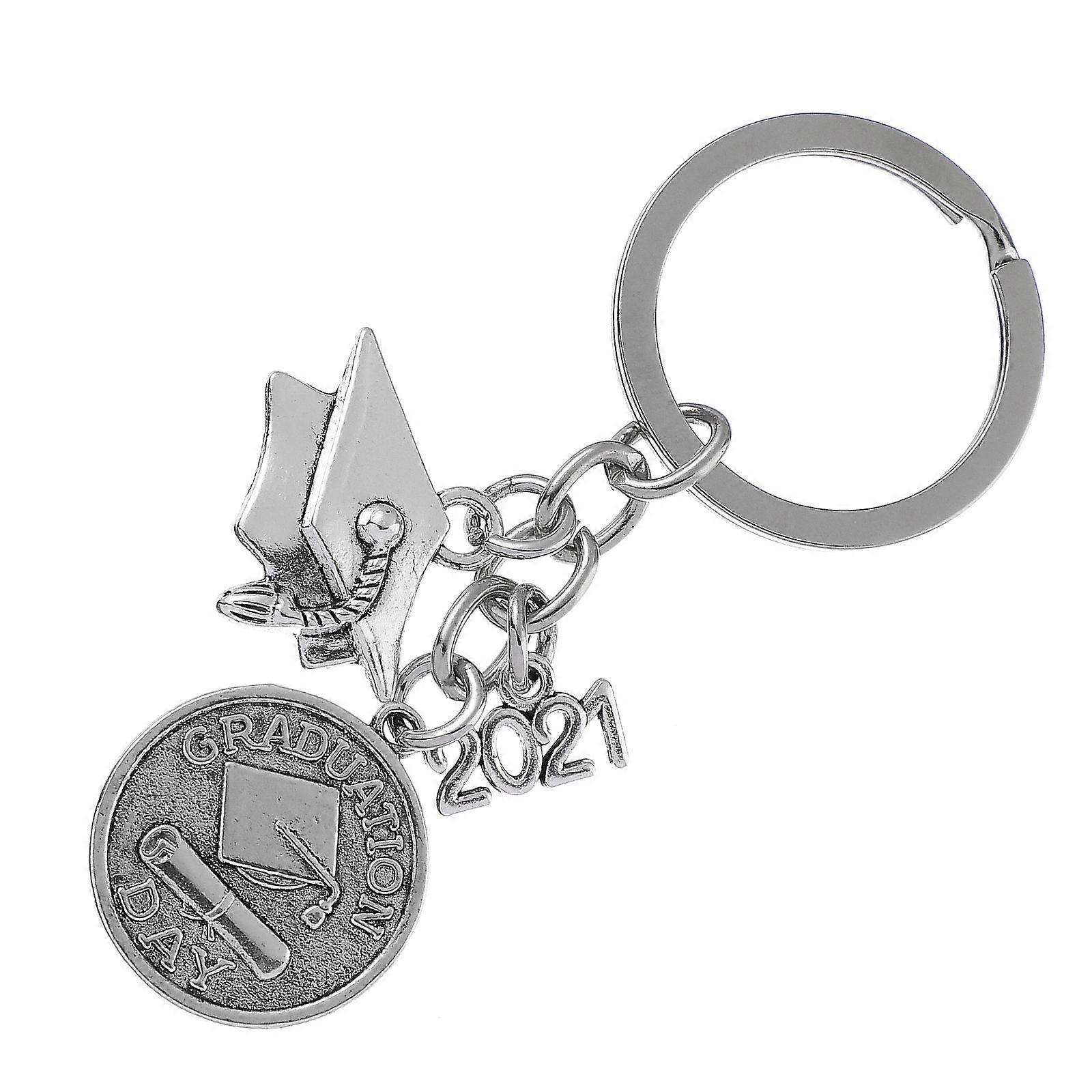 Creative Graduation Theme Keyring For Friends 2.2CM Silver Decoration 1Pack