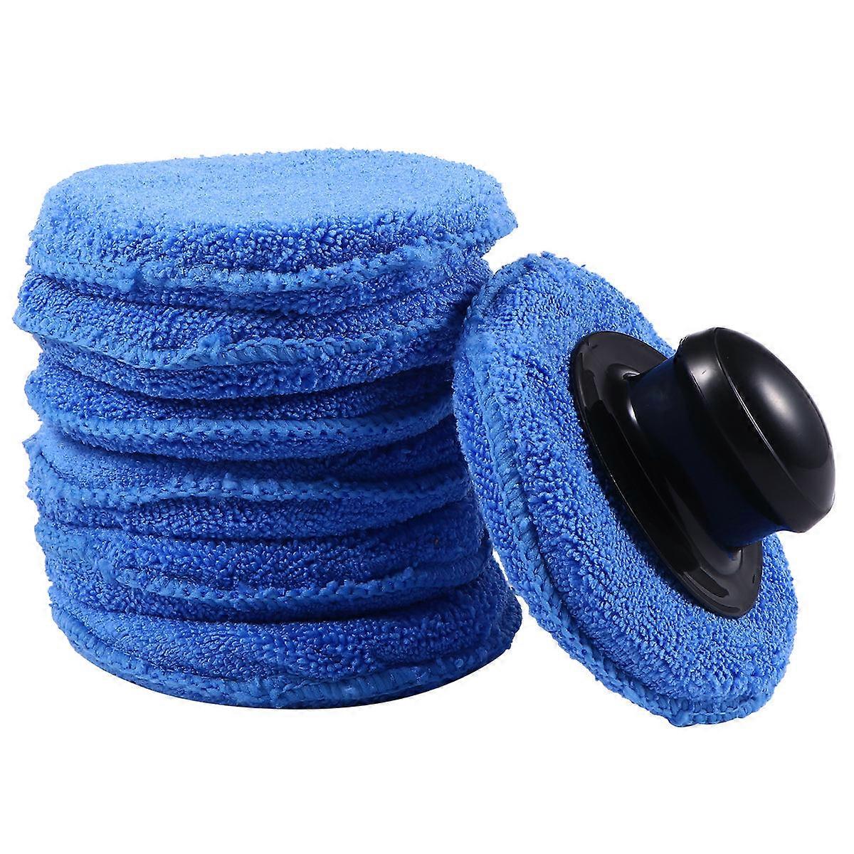 Car Wax Applicator Sponge Set with Handle Durable, Non Scratch Polishing Pads for Automotive Detailing and Maintenance
