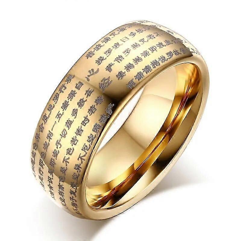 Bague en tungstène gravée avec des textes bouddhistes chinois pour homme - Bijoux religieux