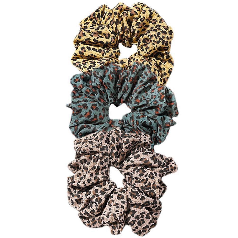 3Set Elastic Leopard Print Hair Scrunchies Perfect For Headdress Use With Stylish Assorted Color Options
