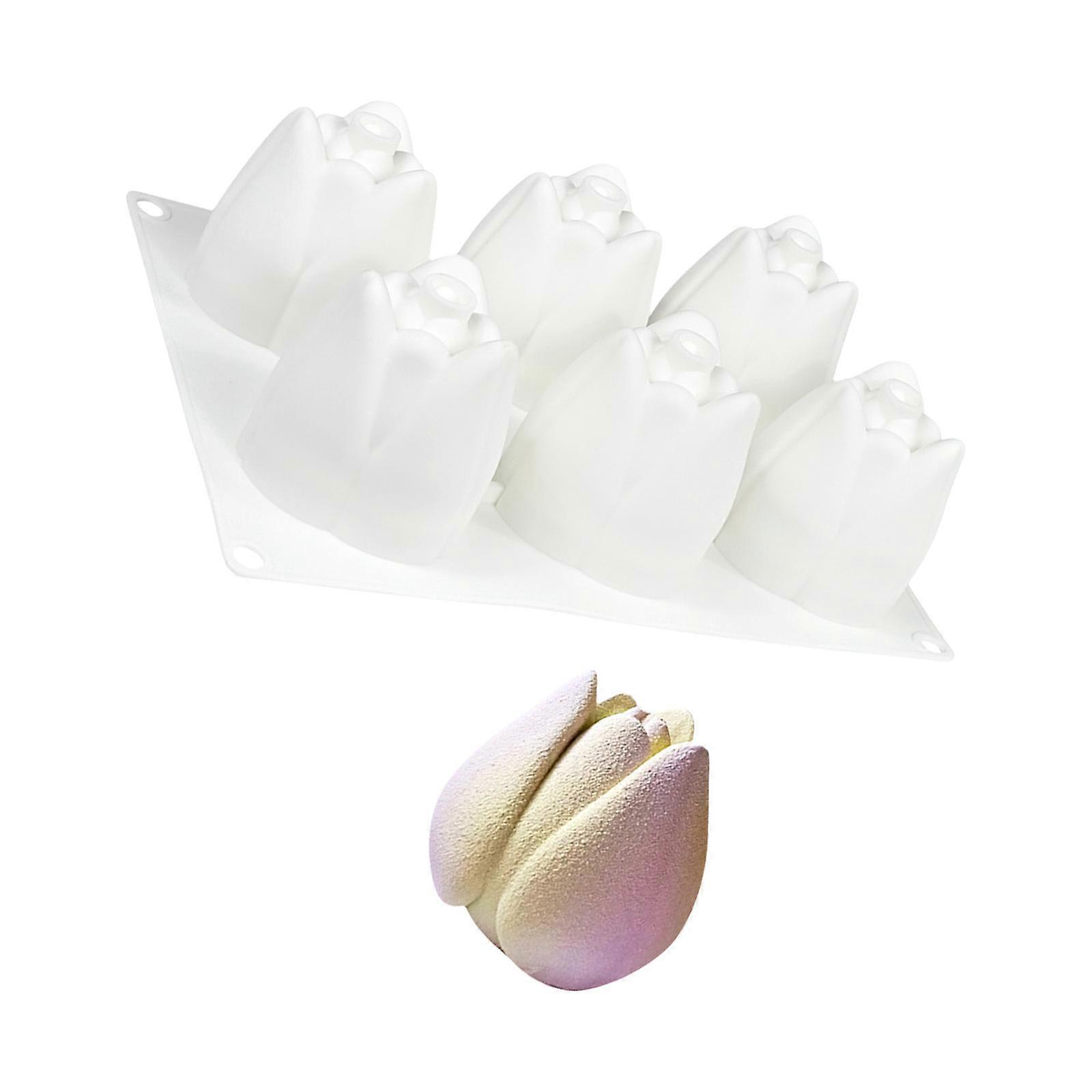 6/12 Tulips Silicone Molds Multiple Use Kitchen Tool for Baking Freezing Candle Mess Release Removal Design Multicolor