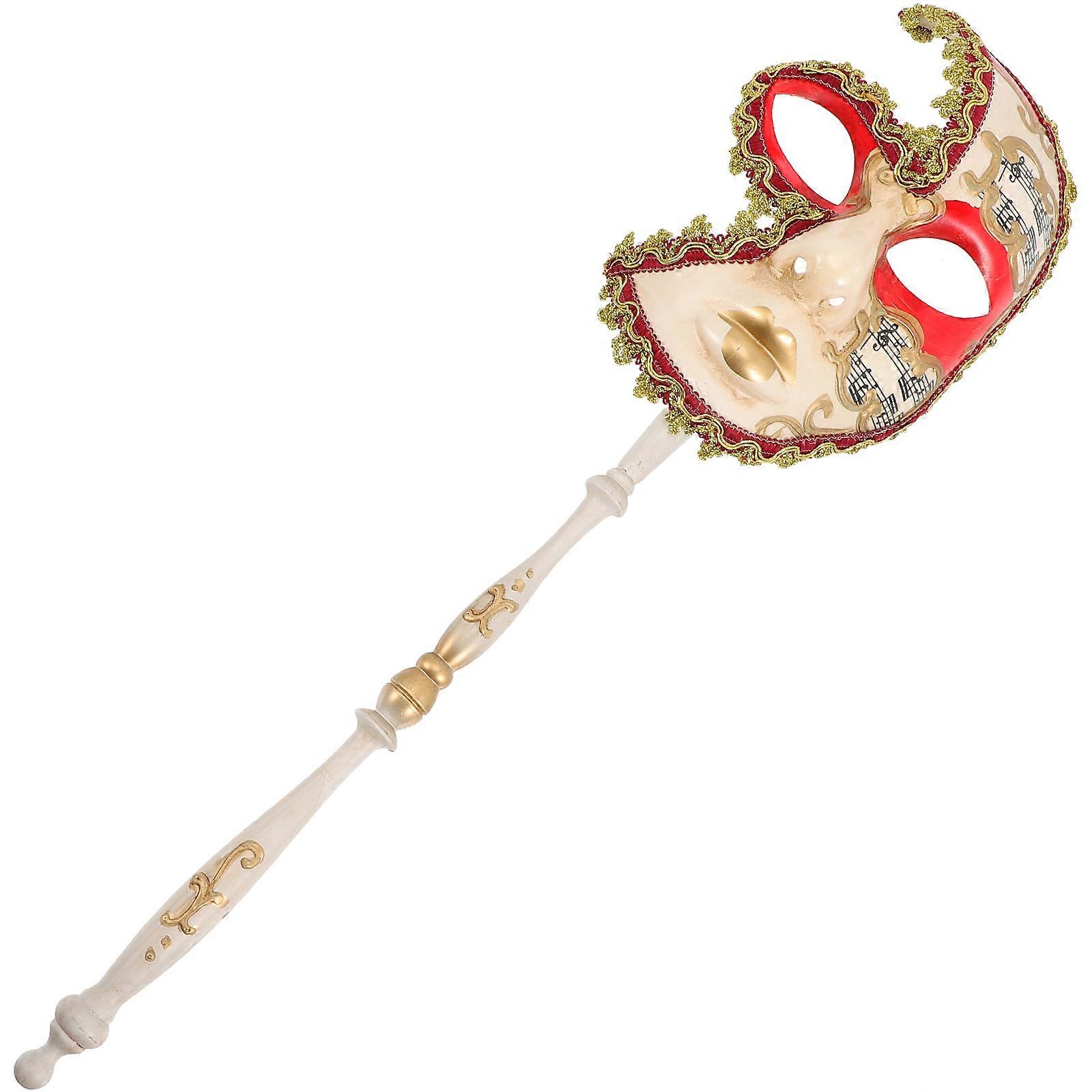 Creative Half Face Mask on Stick for Women and Perfect for Halloween and Fancy Dress Balls in Red Made as a Fun Photo Prop 5Pcs