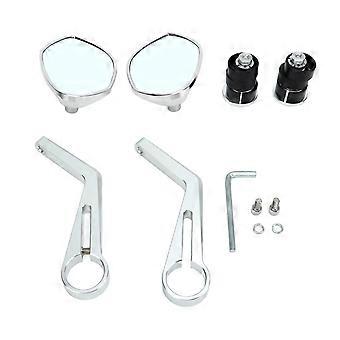 2pcs Silver Motorcycle Side Mirrors 22mm Handlebar Mount Universal for SUZUKI GSX250R GSXR600 GSXR750