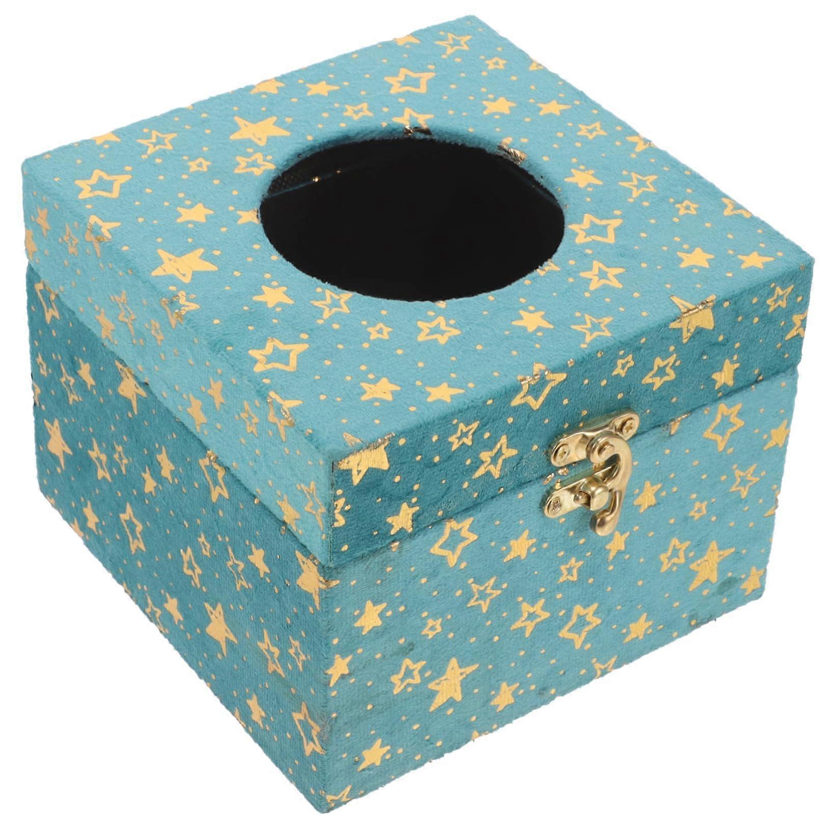 Decorative Tissue Box Holder Elegant Square Paper Towel Dispenser For Table And Office Stylish Design Star Blue For Home And