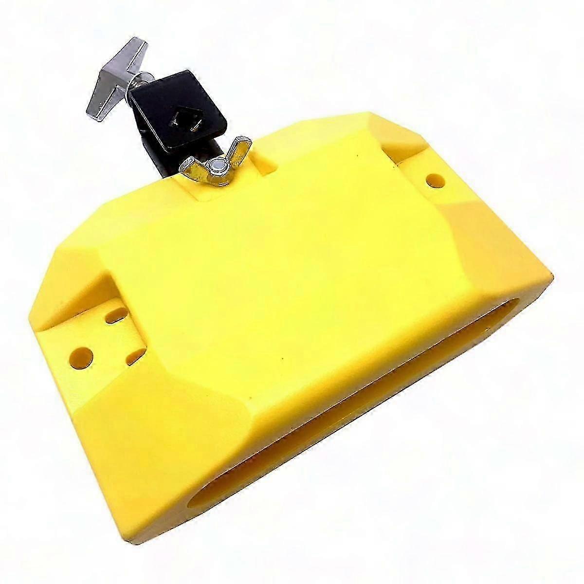 Plastic Jam Drum Block with 3-Sided Mount for Kids - Medium Pitch Yellow Musical Instrument