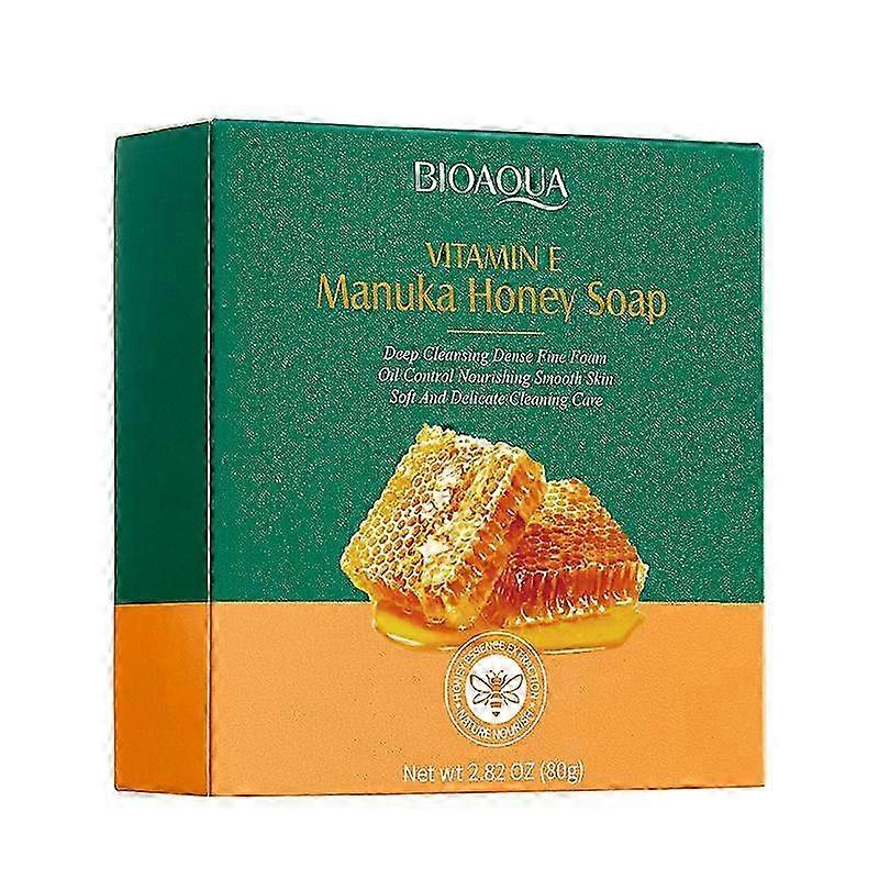 Manuka Honey Soap with Vitamin E & Coconut Oil - 80g Deep Cleansing Bar for Oil Control, Moisturizing & Smooth Skin, Natural Formula