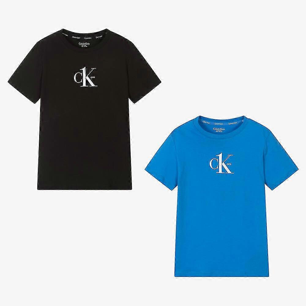 Calvin Klein 2 Pack Pojat T-paidat - Aqua/musta