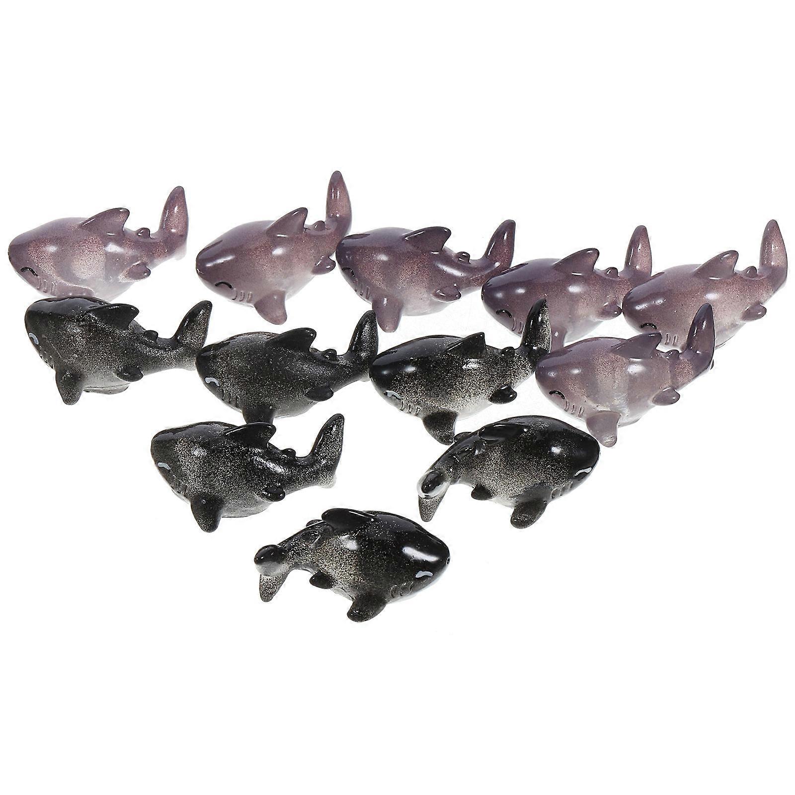 12pcs Mini Shark Figurines Micro Landscape Shark Statues Shark Bonsai Decorations
