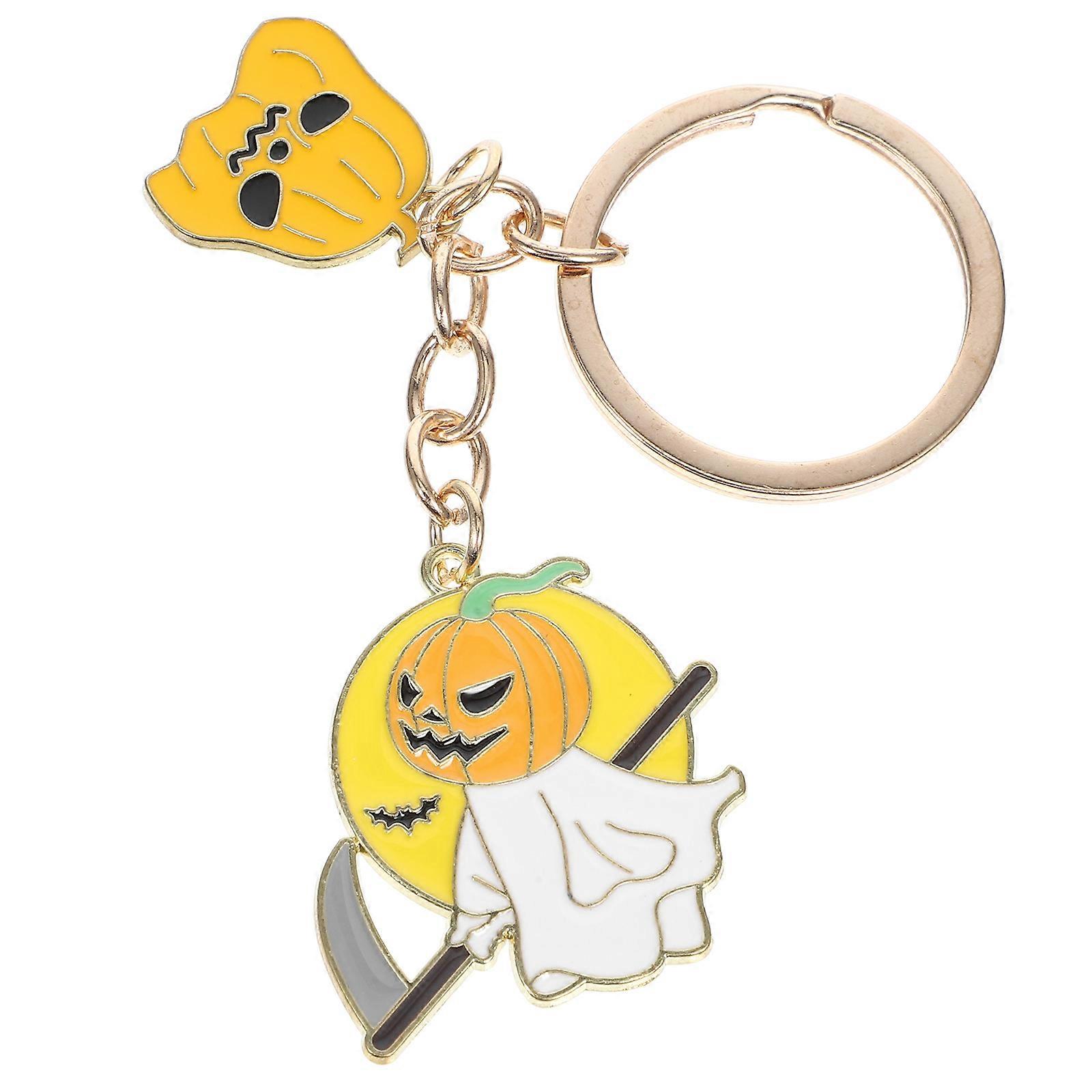 Halloween Pumpkin Keychain Alloy for Key Use Cute Orange Pendant