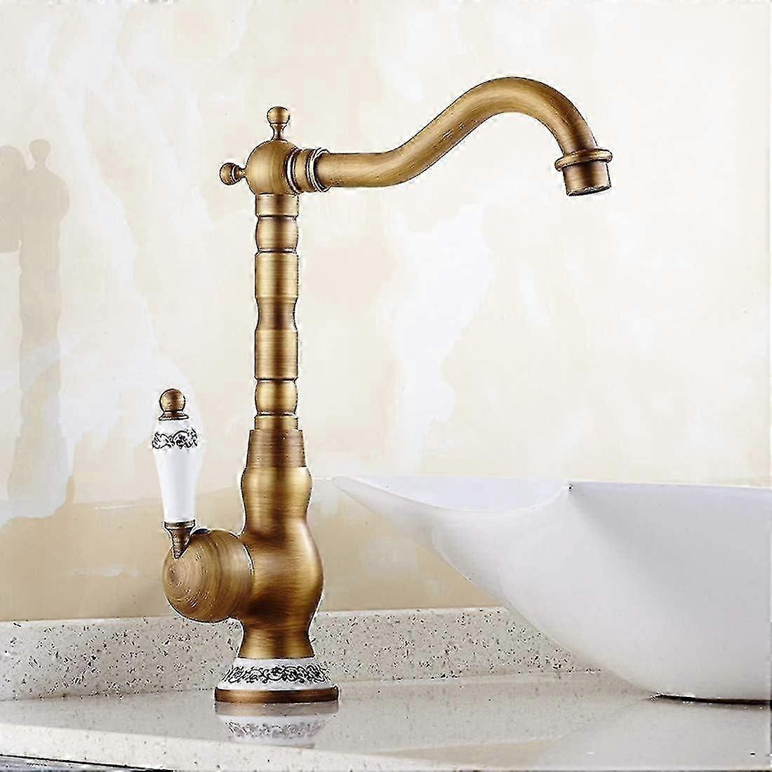 Kitchen sink faucet for retro interiors with ceramic handle