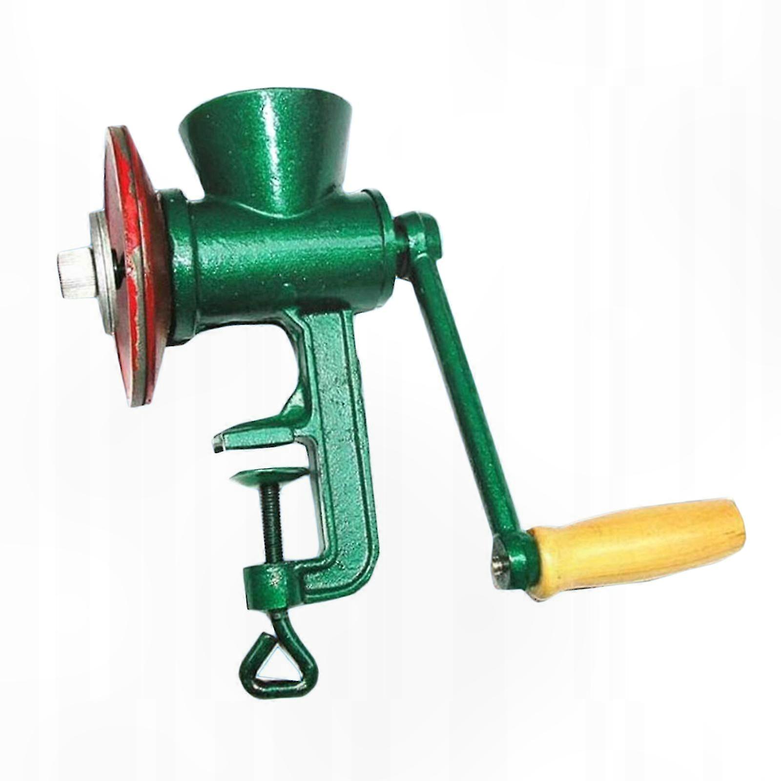 Hand-Crank Grain Mill for Grinding Peanuts and Other Grains with Adjustable Thickness Settings