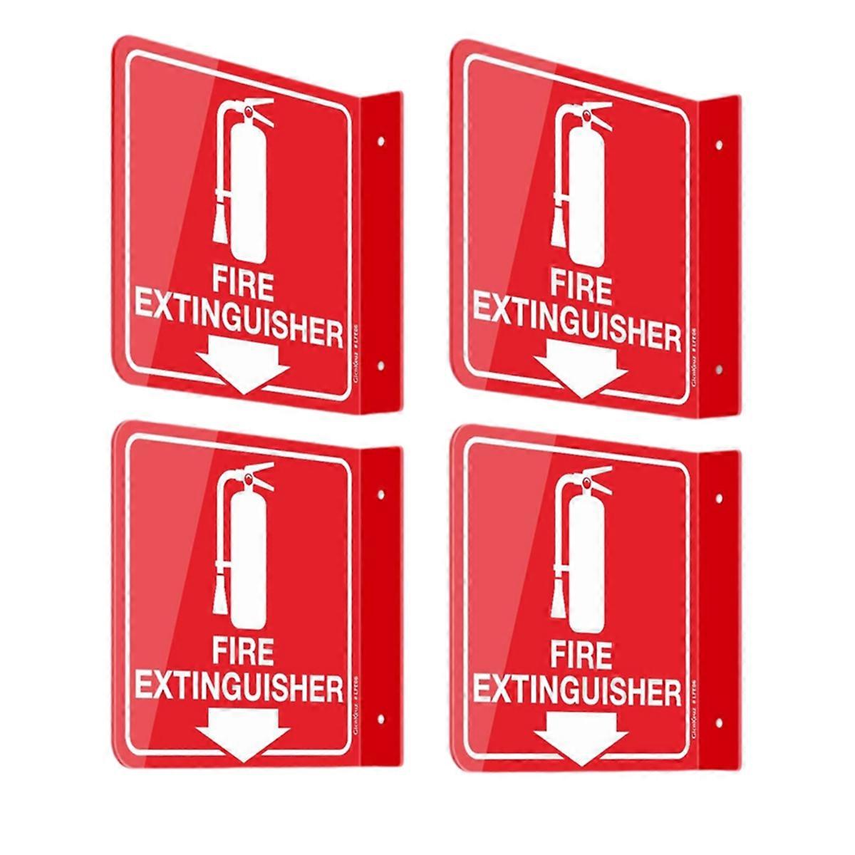 Fire Extinguisher Projecting Sign, 6 X 6 inch with Down 4pcs