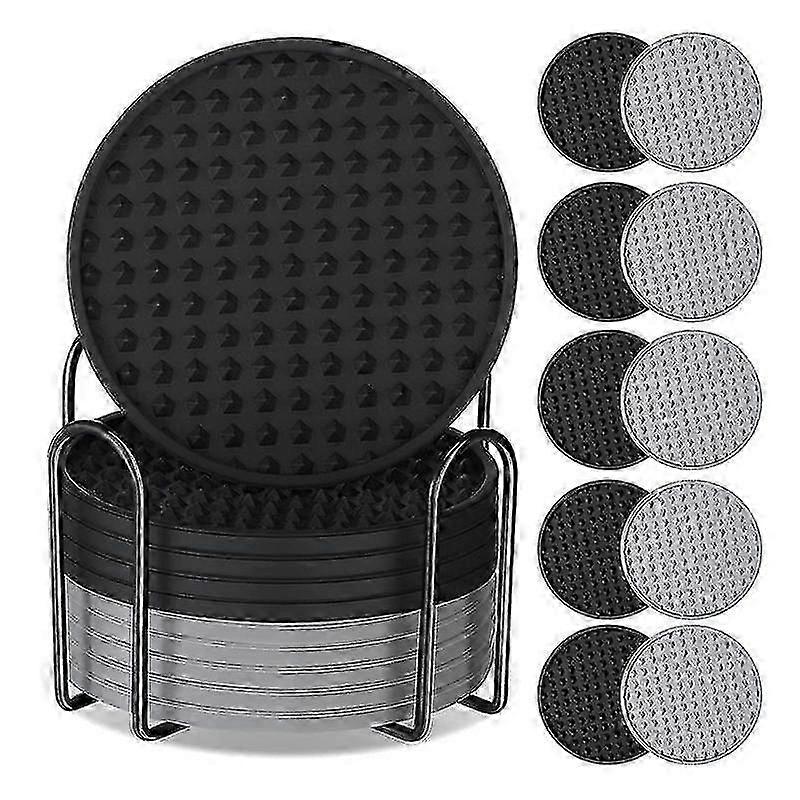 10 Pack Coasters For Drinks Silicone Coaster With Holder