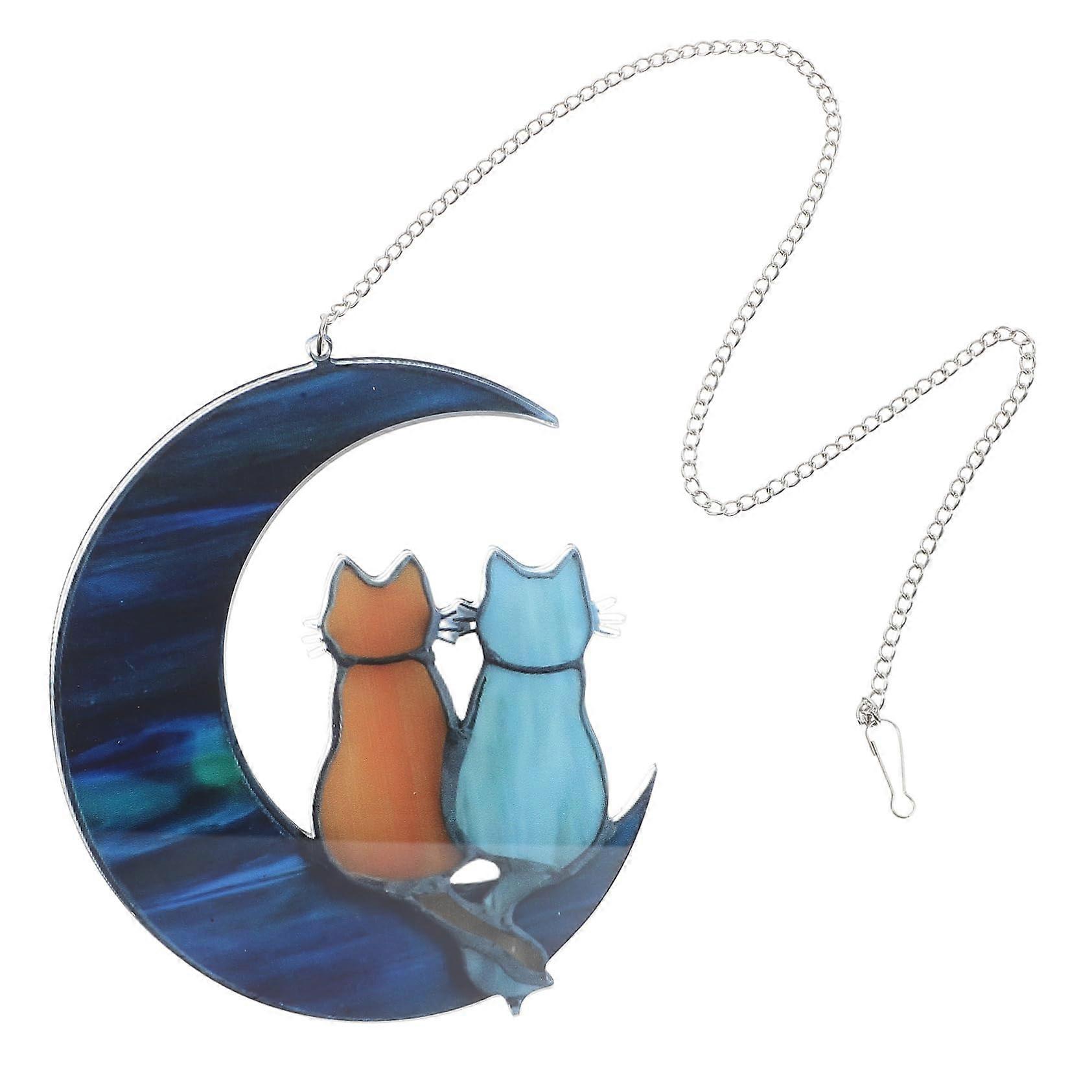 Acrylic Moon Cat Pendant Window Hanging Ornament For Home Decor Wall Art For Cat Lovers Indoor And Garden Spaces