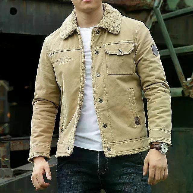 Men Bomber Jacket New Men's Winter Coat Plus Velvet Thickening Green Middle-aged Casual Jacket Short Tooling Loose Jacket Men