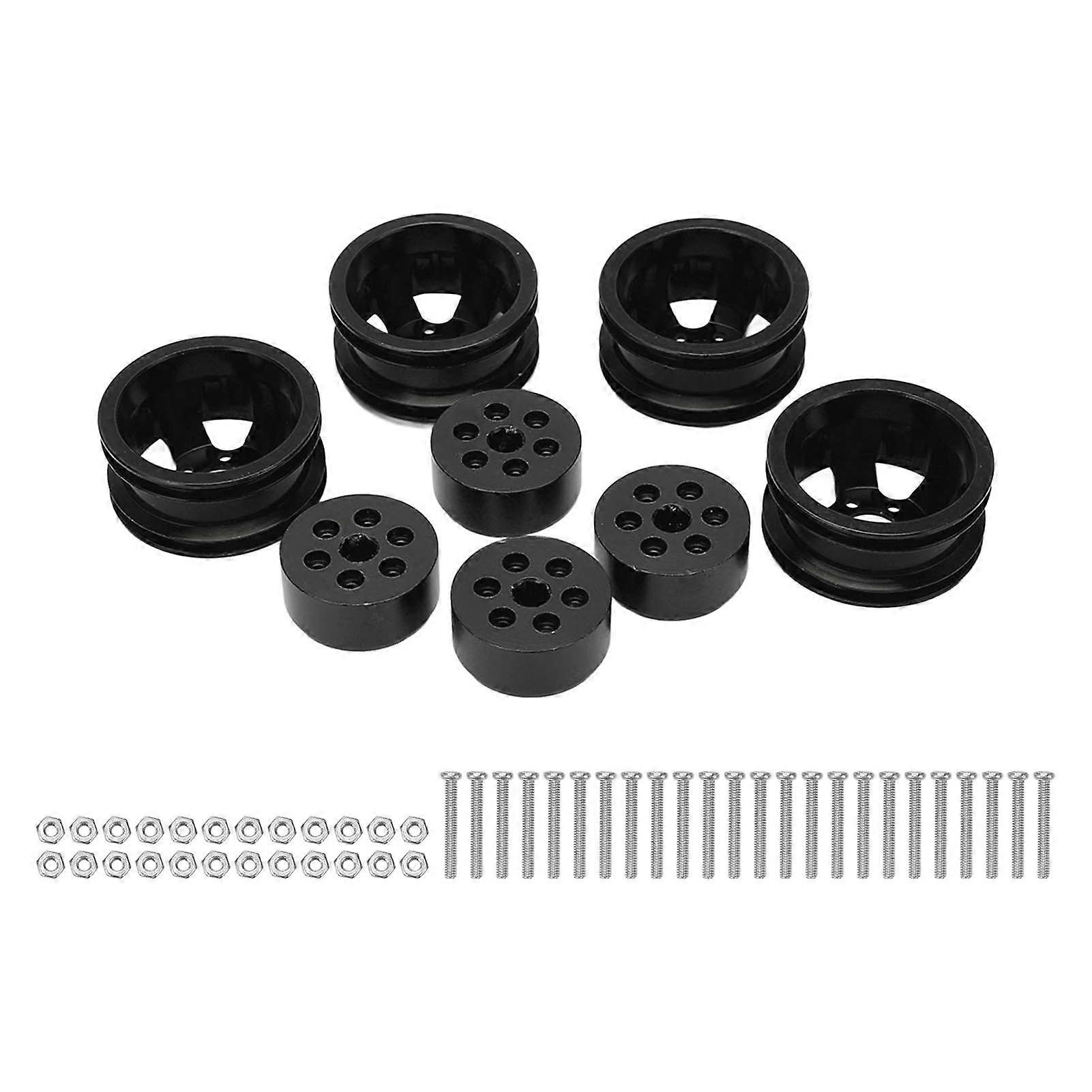 RC Wheel Rim Hub Aluminum Alloy for WPL Fj40 C14 C24 B14 B24 B16 B36 1/16 Model VehiclesBlack