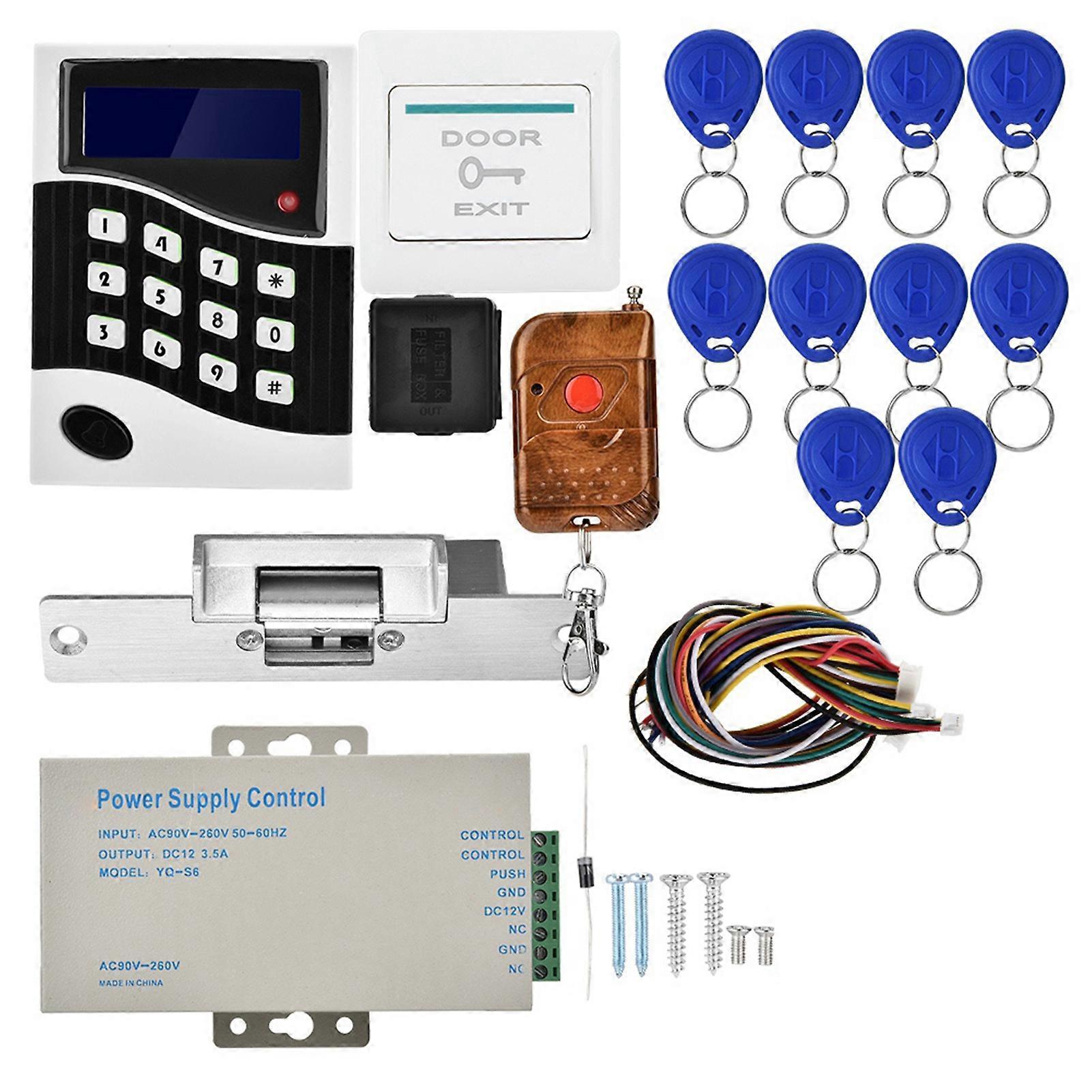 010ID RFID Door Access Control System Kit With No Lock Remote Control Exit Button 10 Keyfobs