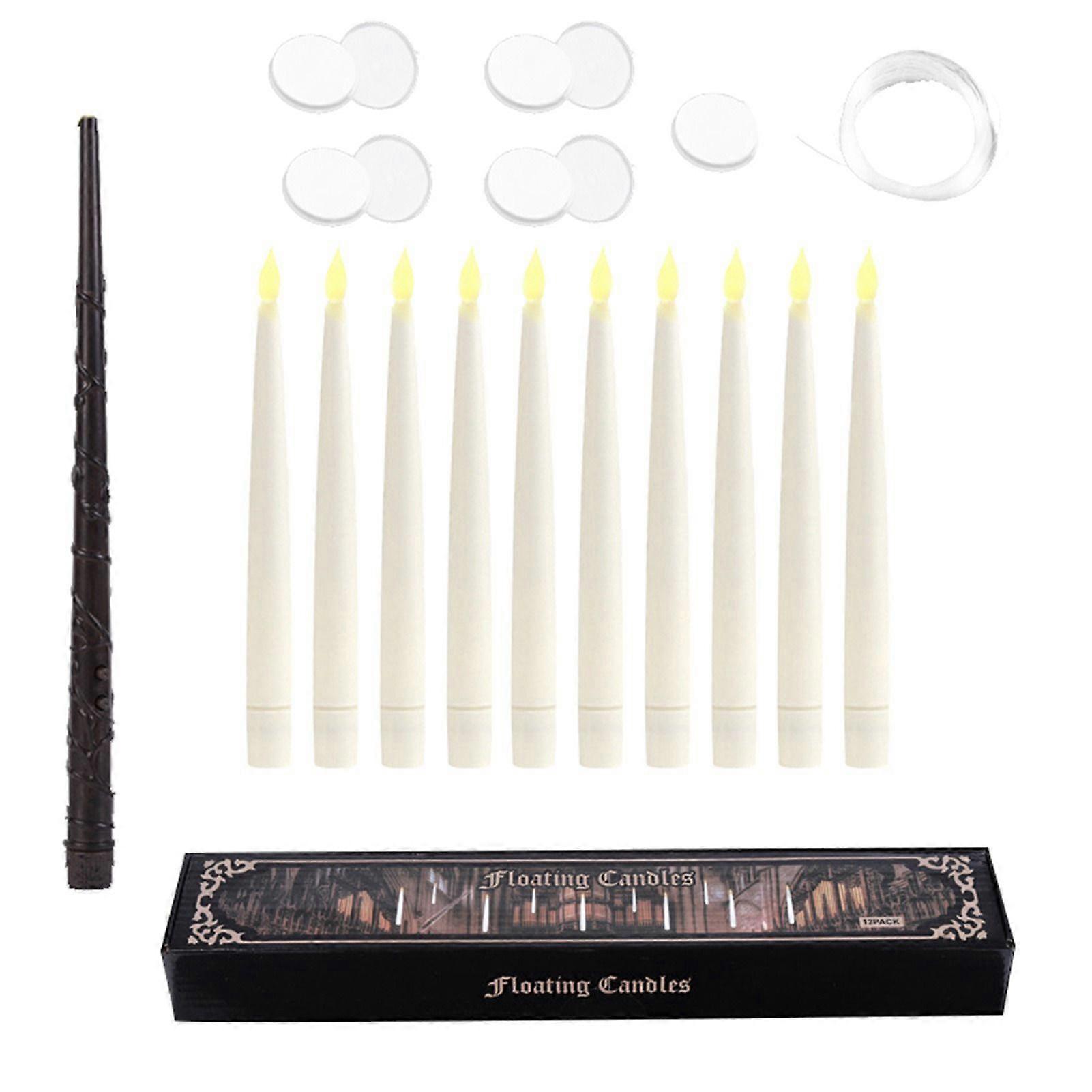 Floating Candles with Wand Remote 10pcs Magic Hanging Candles Flameless LED Taper Candle Remote Battery Operated for Birthday Party Decorations