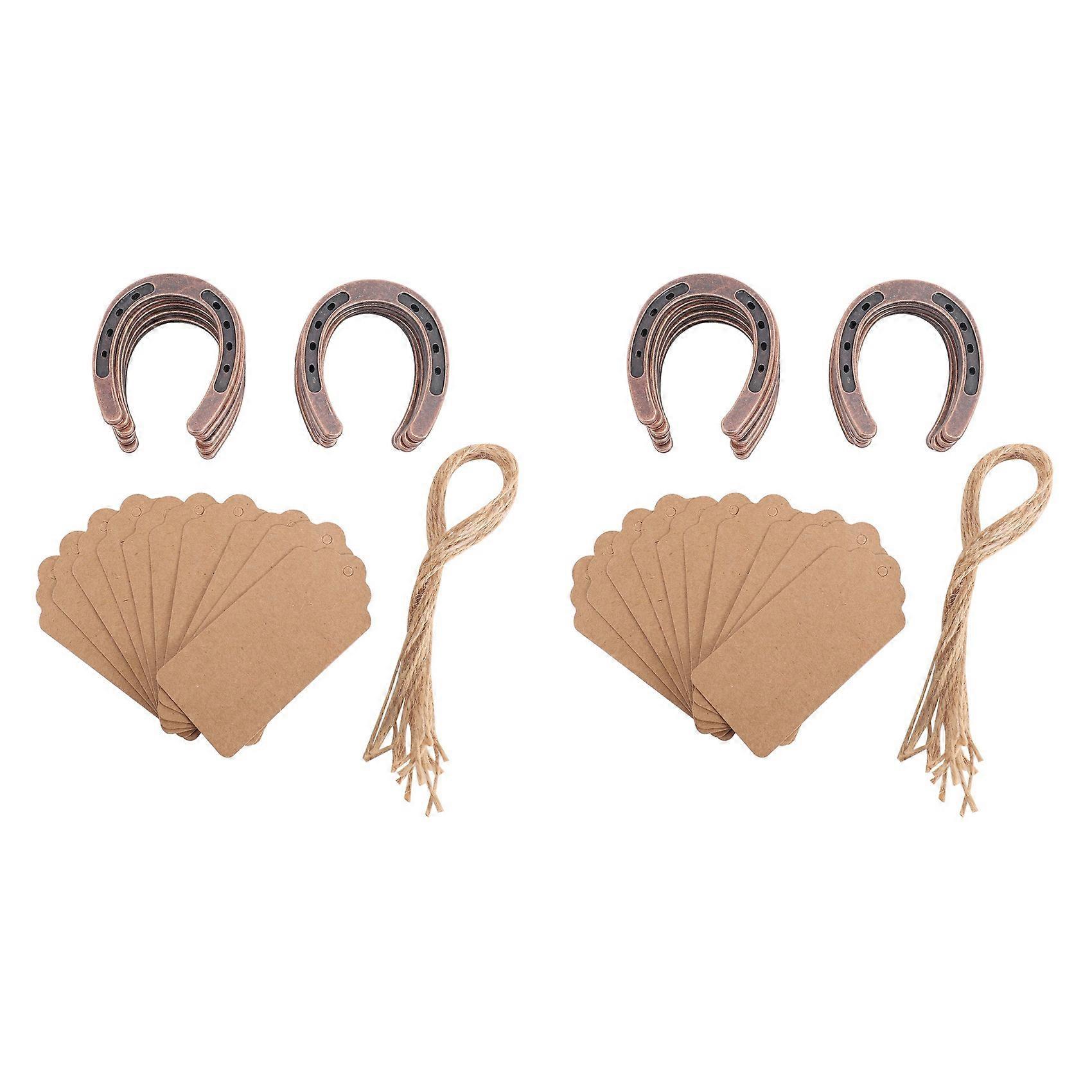 20Pcs Good Lucky Horseshoe Wedding Favors with Kraft Tags Rustic Horseshoe Gifts for Vintage Wedding