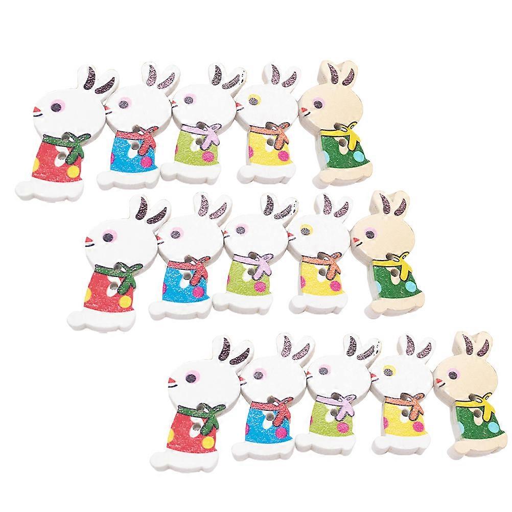 Colorful Clothes Buttons Wooden for Sewing 200Pcs Handmade Rabbit DIY Buttons