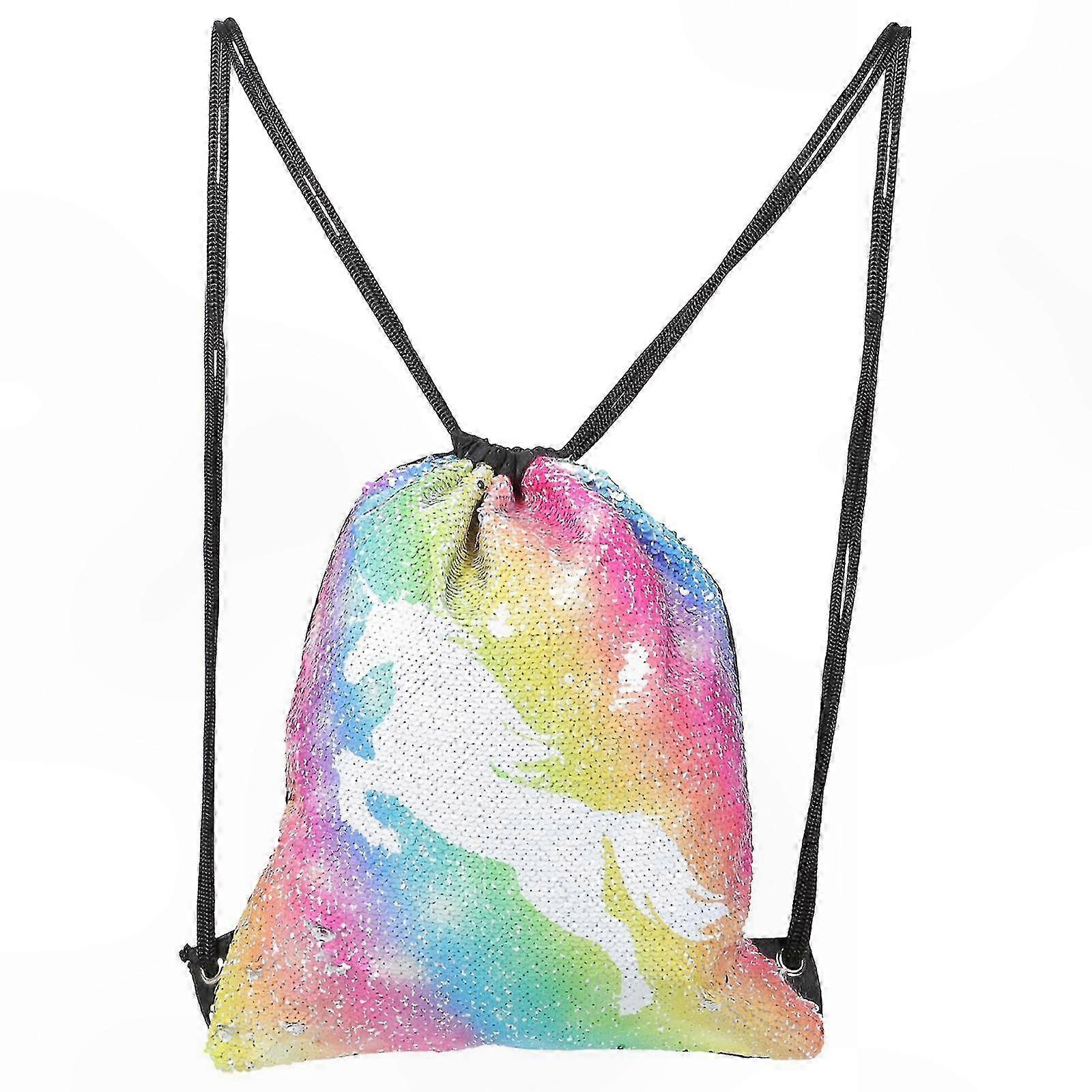 Unicorn Sequin Backpack with Drawstring Closure for Kids School Use