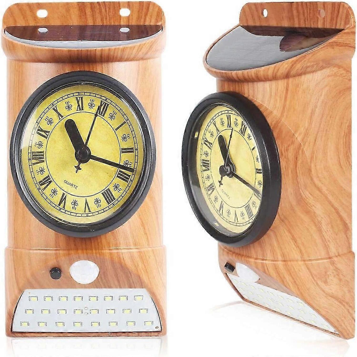 Solar Motion Lights Outdoor with Clock,Waterproof Wireless Induction Lamp