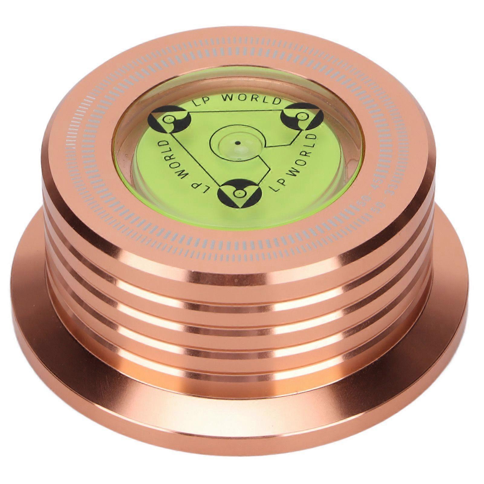 Record Weight Stablizer Aluminum Turntable Disc Clamp with Bubble Leveling for LP Record Player 50HzRose Gold