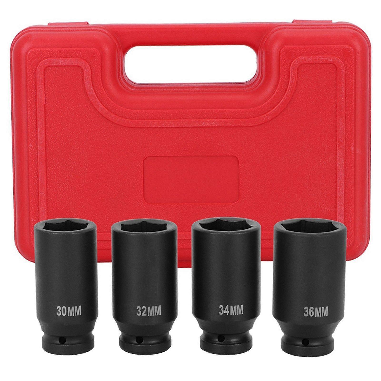 4pcs 6 Point 1/2in DR Front Back Wheel Drive Axle Nut Deep Impact Socket Accessory