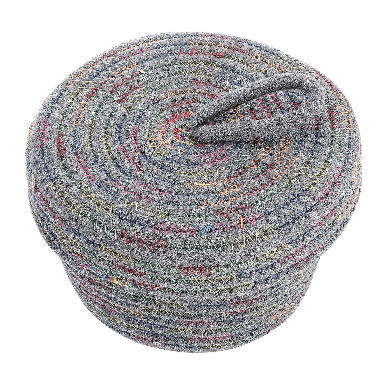 Cotton Woven Basket for Desktop Organizer with 2Pcs Multifunctional Storage