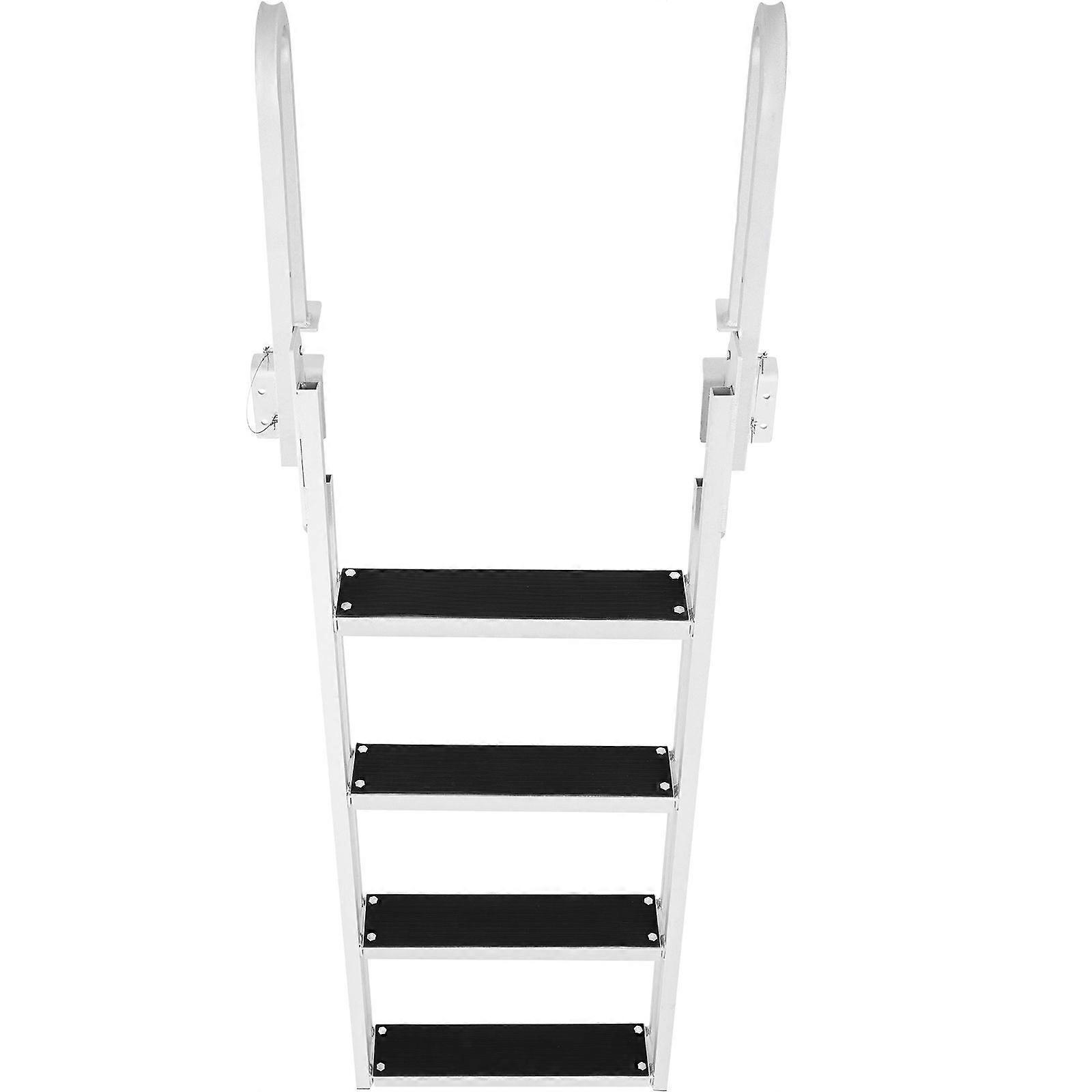 Succebuy Dock Ladder Flip Up 4 Steps 350lbs Load Capacity Aluminum Pontoon Boat Ladder with 4 Wide S