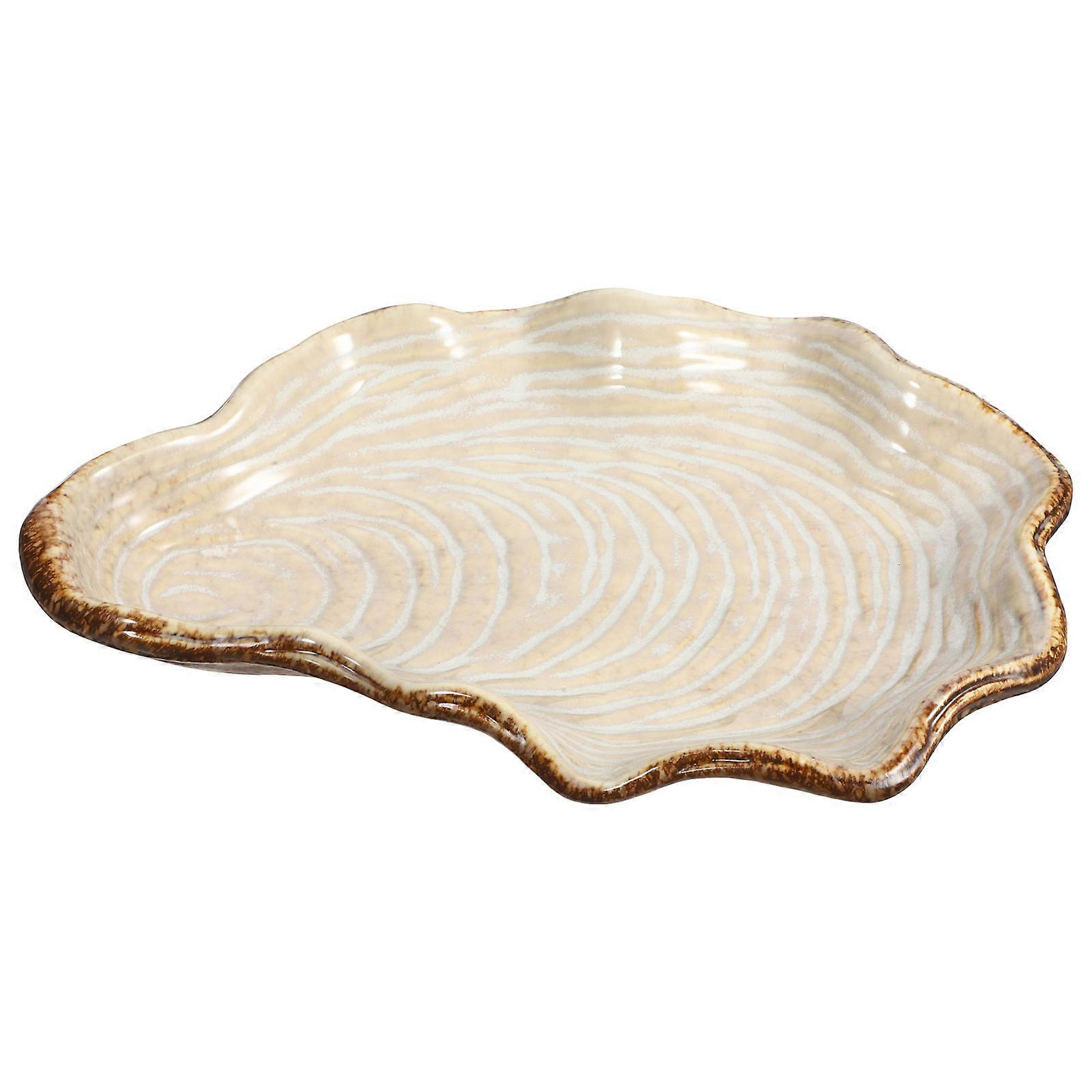 Ceramic 3Pcs Fruit Salad Plate Shell Shape Ideal For Buffet Occasions Easy To Clean