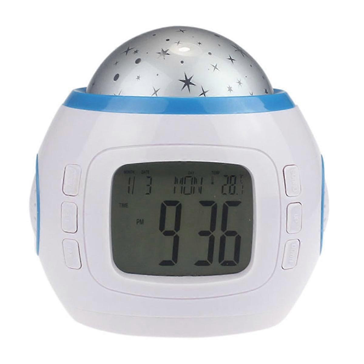 PCAPZZ Universe Night Light - LED Star Projector with Alarm Clock, Calendar & Thermometer, Battery Powered Decorative Lamp