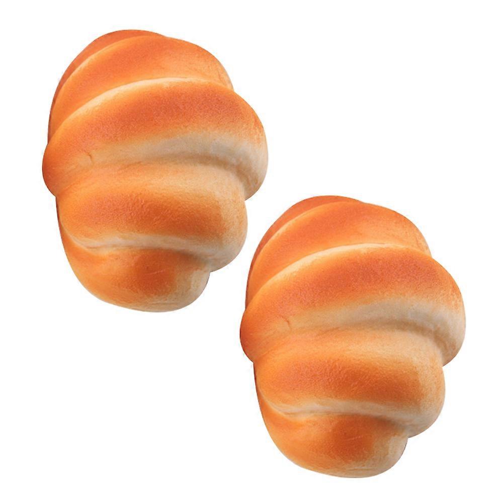 Realistic Fake Bread 2Pcs Orange PU Versatile Home Decor Bread Model Decoration