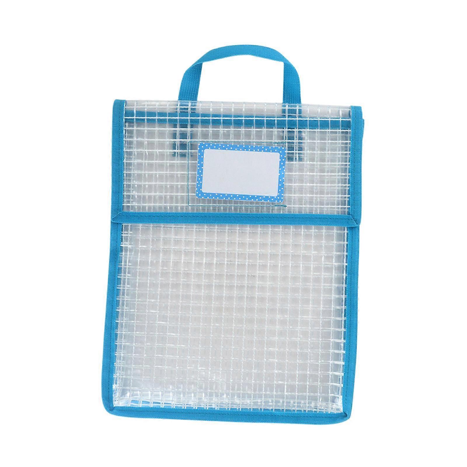 Book Pouch Bags with Carrying Handle Handbag Mesh Storage Bag for Organize Blue