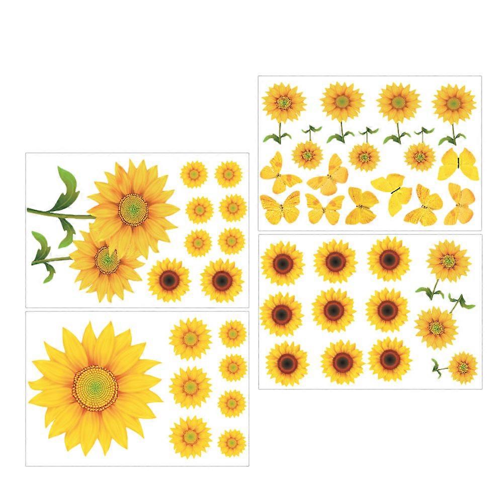 Sunflower Wall Stickers PVC Removable Self-Adhesive Wall Decals 8 Sheets