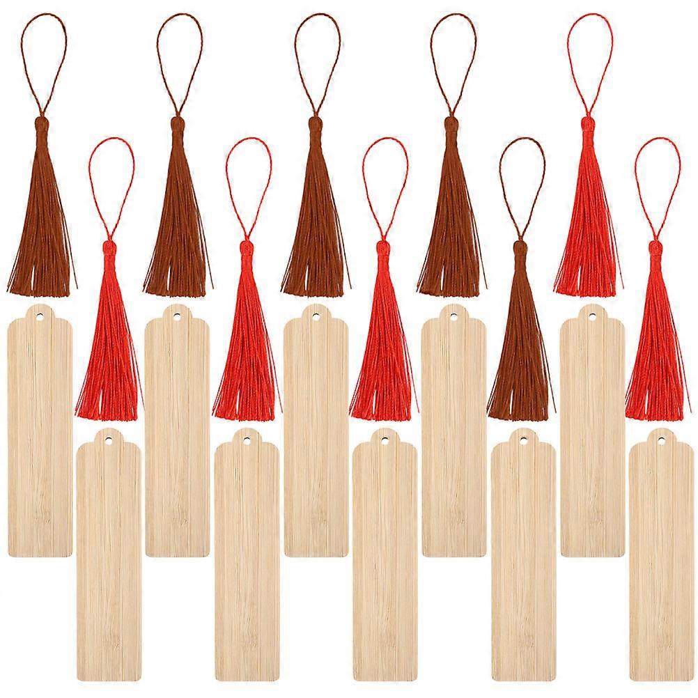 Bamboo Cutouts for Kids Playing with 4Sets Blank Tassel Bamboo Slices